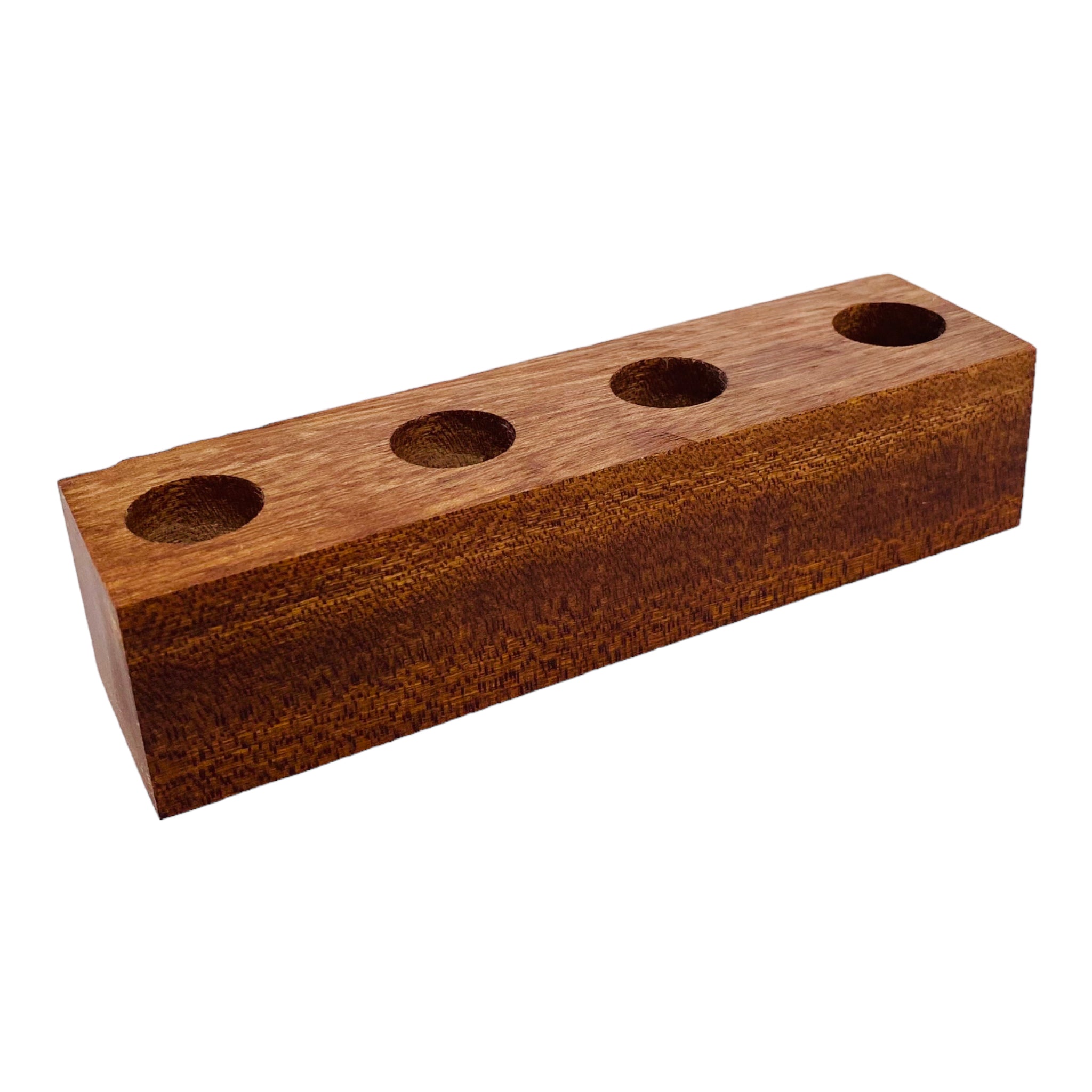 4 Hole Wood Display Stand Holder For 18mm Bong Bowl Pieces Or Quartz Bangers - Mahogany