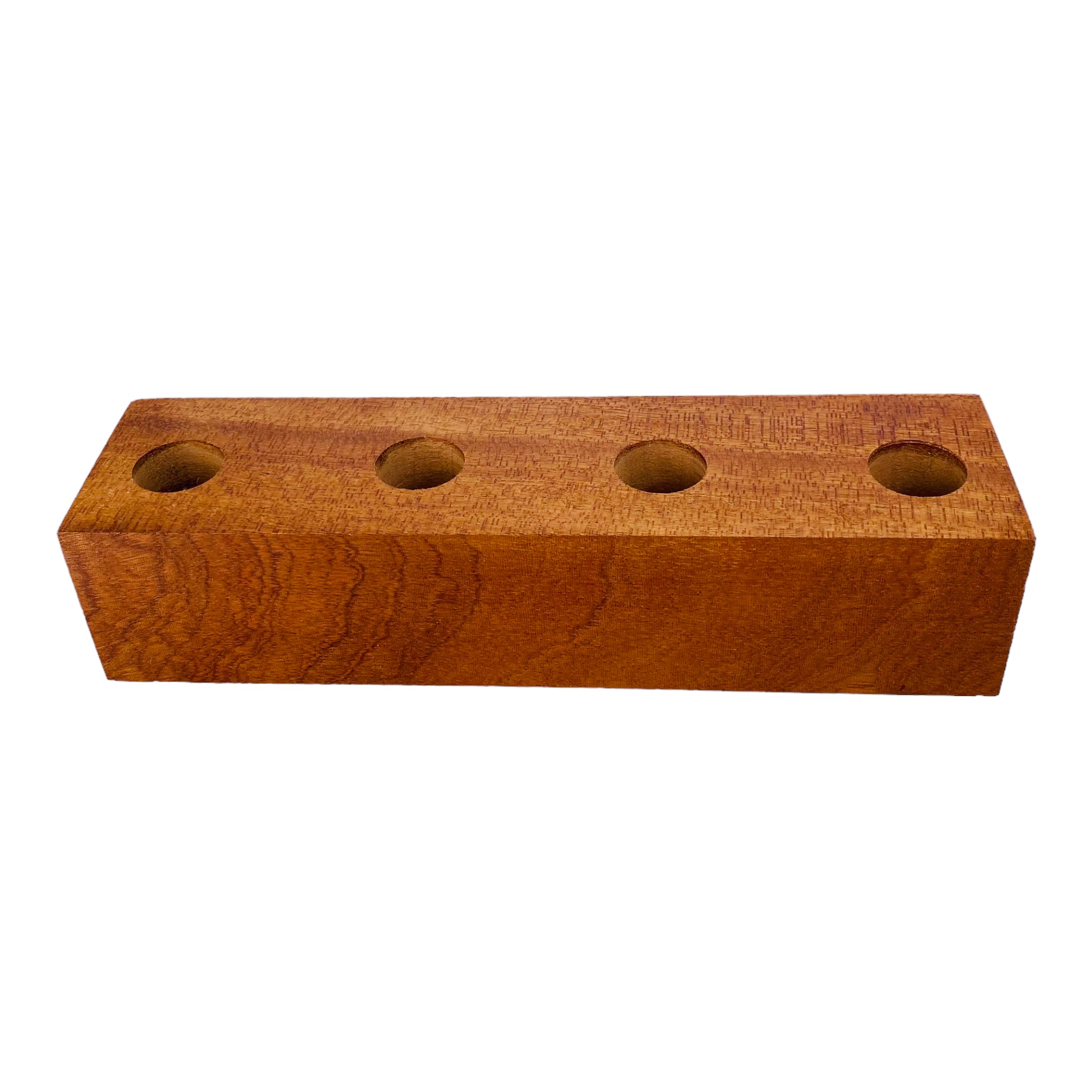 4 Hole Wood Display Stand Holder For 18mm Bong Bowl Pieces Or Quartz Bangers - Mahogany