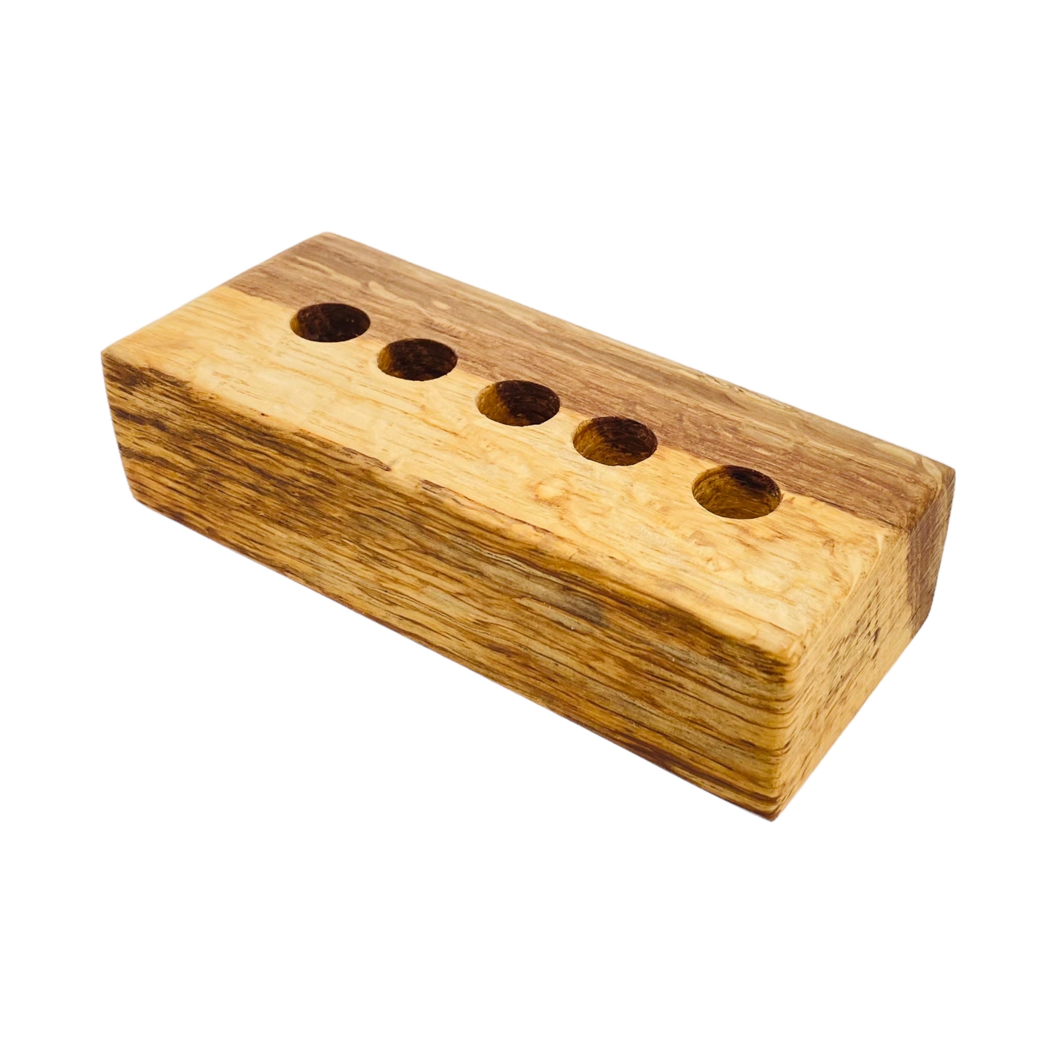 5 Hole Wood Display Stand Holder For 14mm Bong Bowl Pieces Or Quartz Bangers - Cork Oak