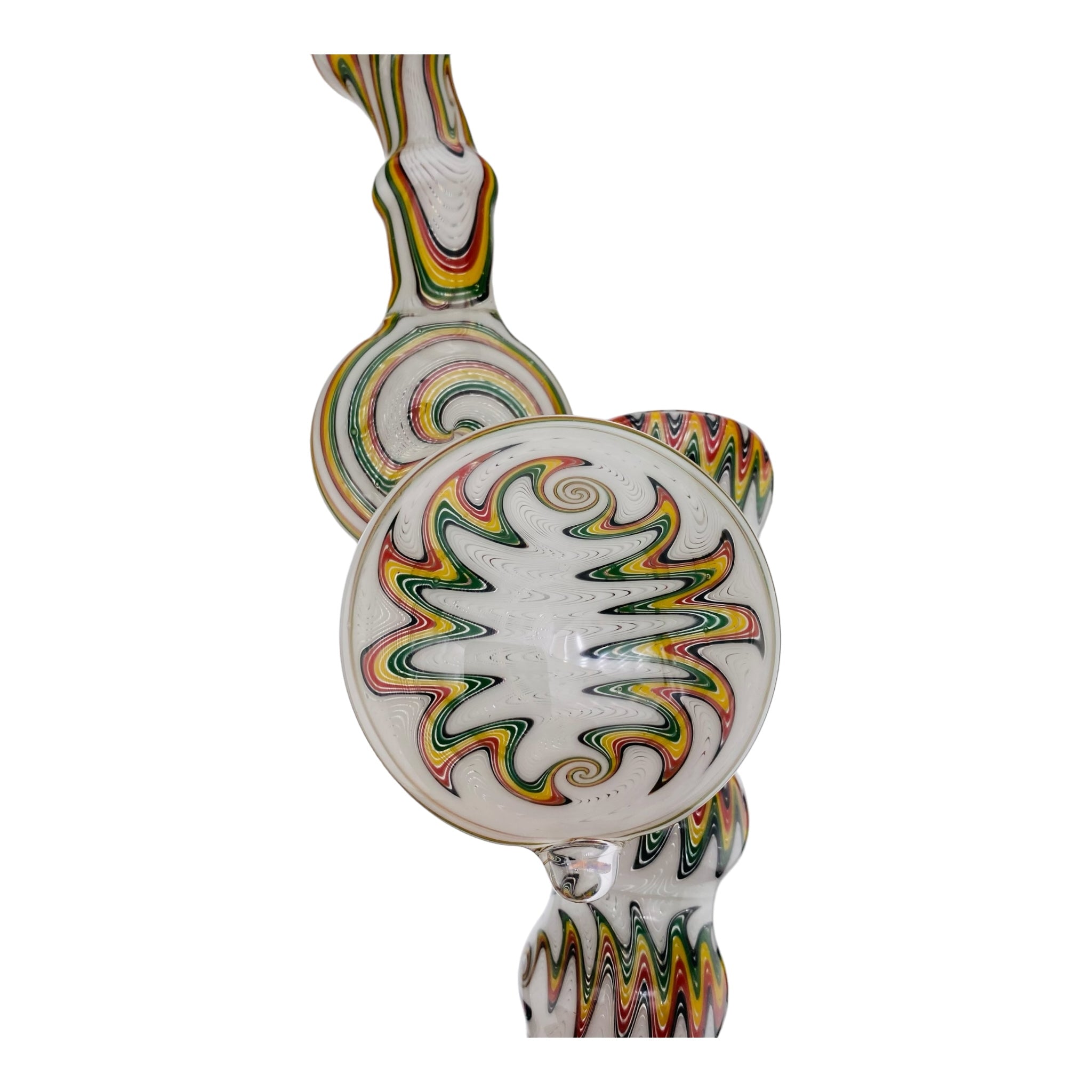 heady glass White With Rasta Linework Wig Wag Heady Bubbler Pipe