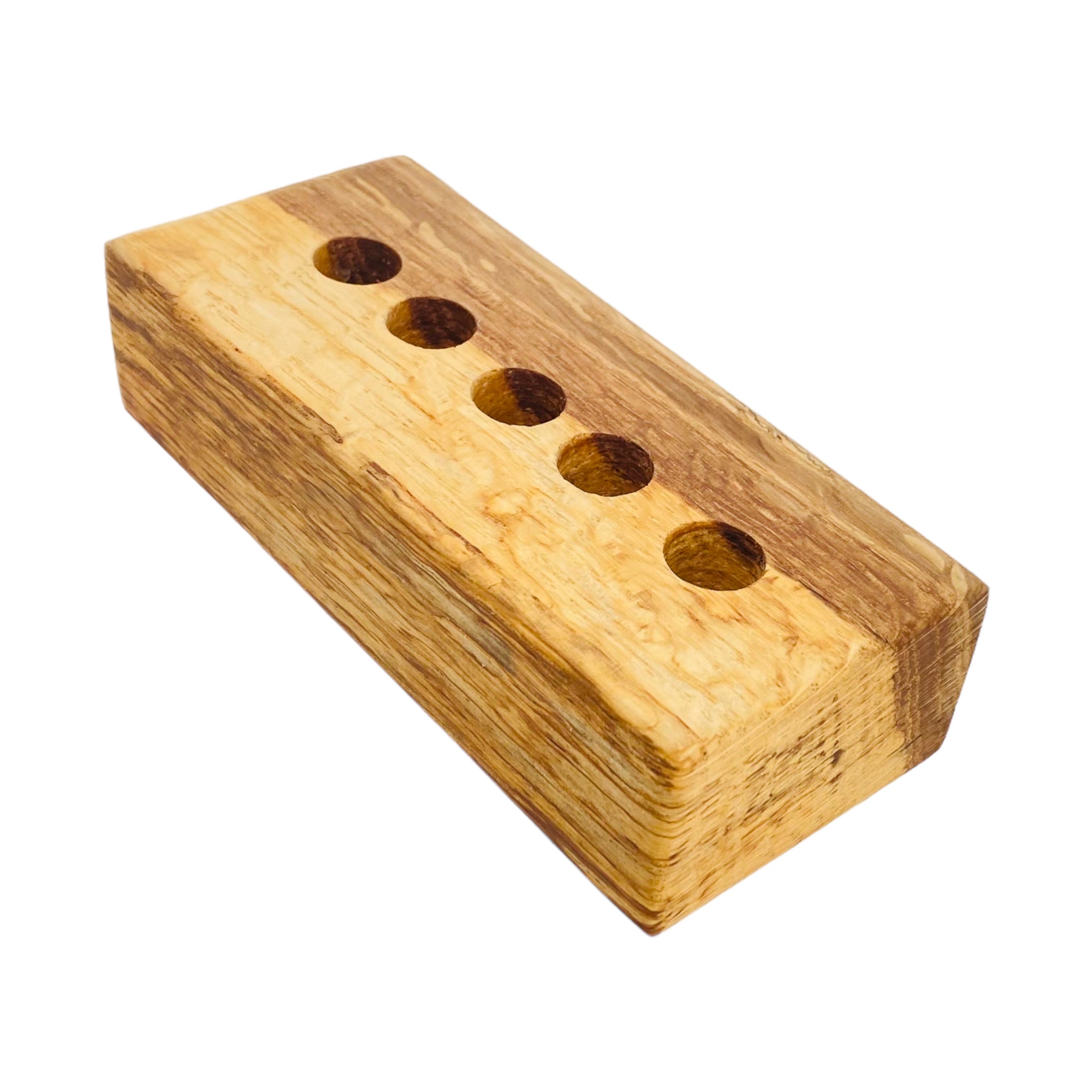 5 Hole Wood Display Stand Holder For 14mm Bong Bowl Pieces Or Quartz Bangers - Cork Oak