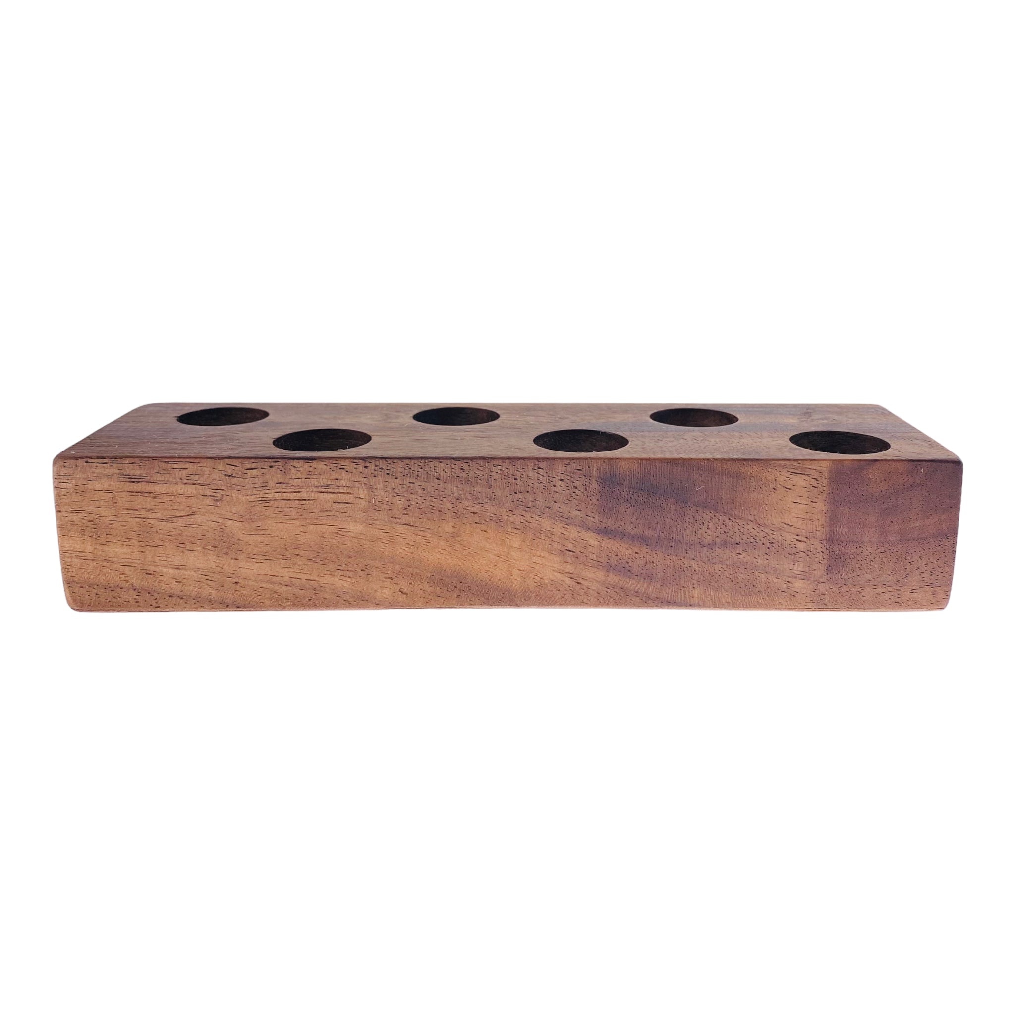 6 Hole Wood Display Stand Holder For 18mm Bong Bowl Pieces Or Quartz Bangers - Black Walnut