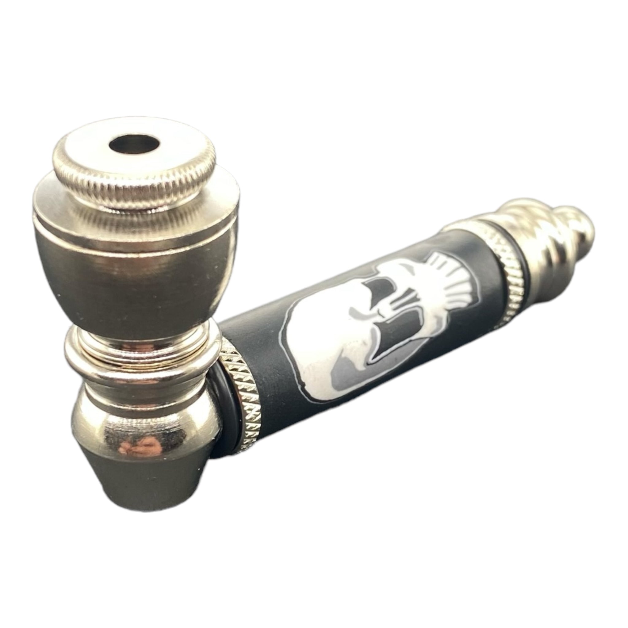 Metal Hand Pipes - Silver Chrome Hand Pipe With Skull