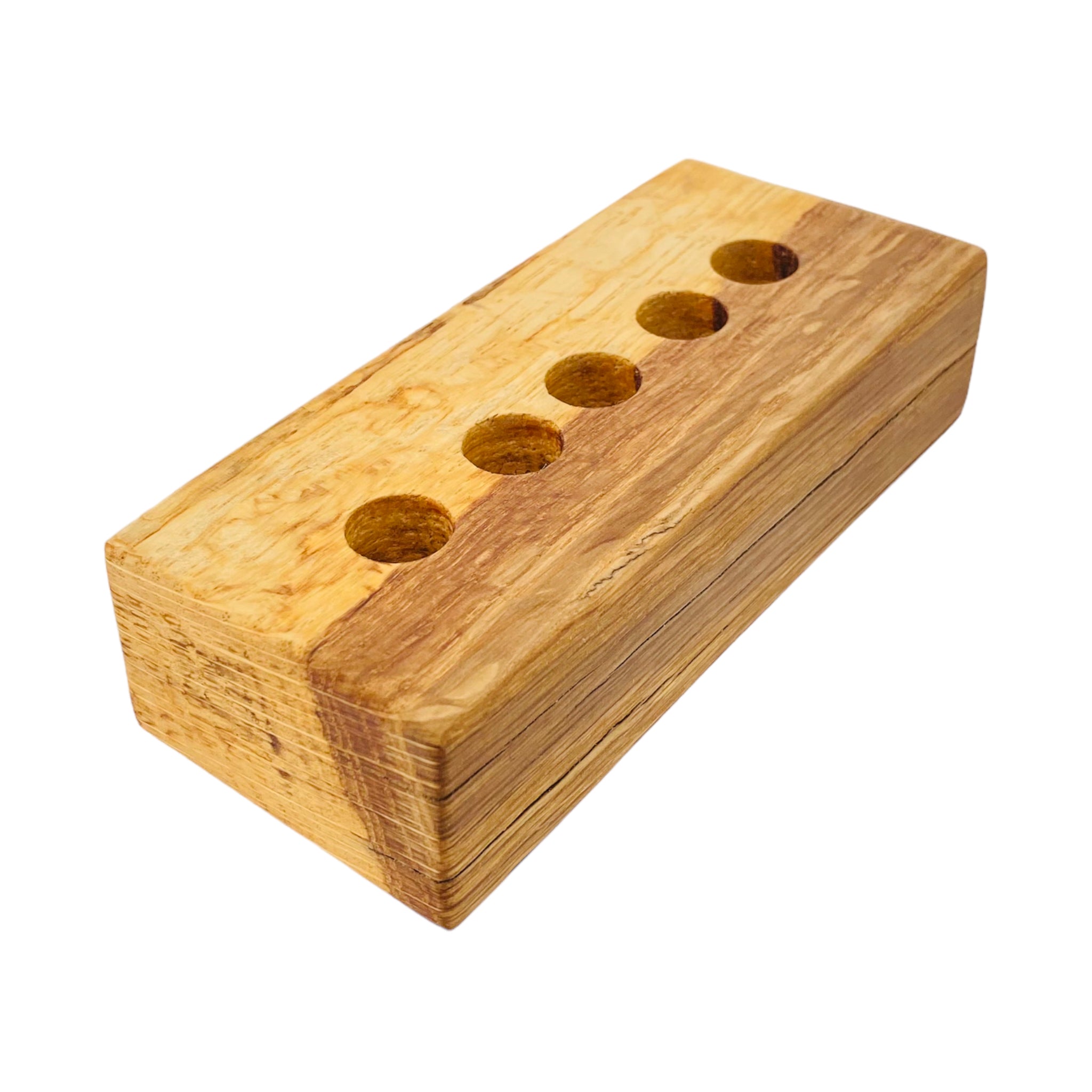5 Hole Wood Display Stand Holder For 14mm Bong Bowl Pieces Or Quartz Bangers - Cork Oak