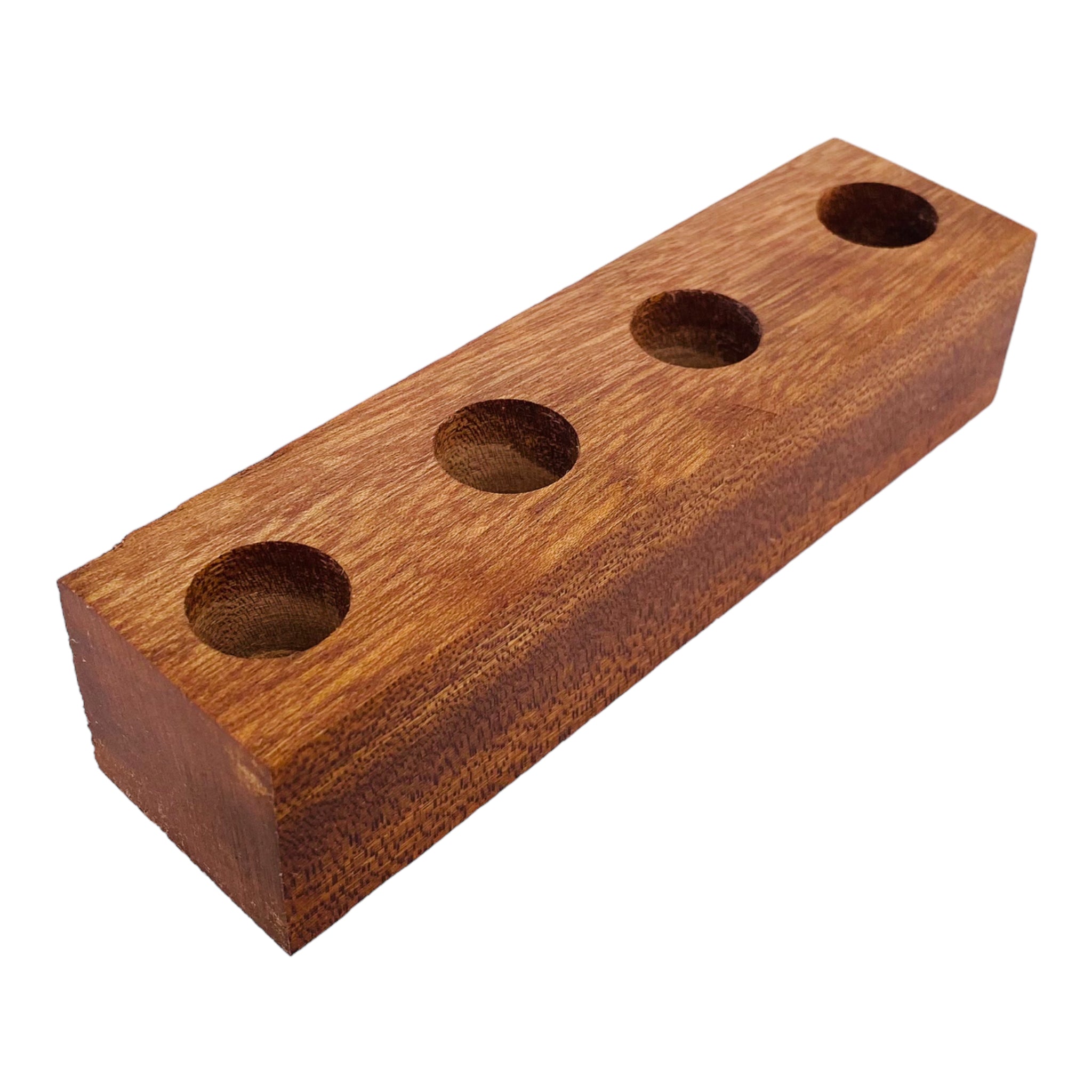 4 Hole Wood Display Stand Holder For 18mm Bong Bowl Pieces Or Quartz Bangers - Mahogany