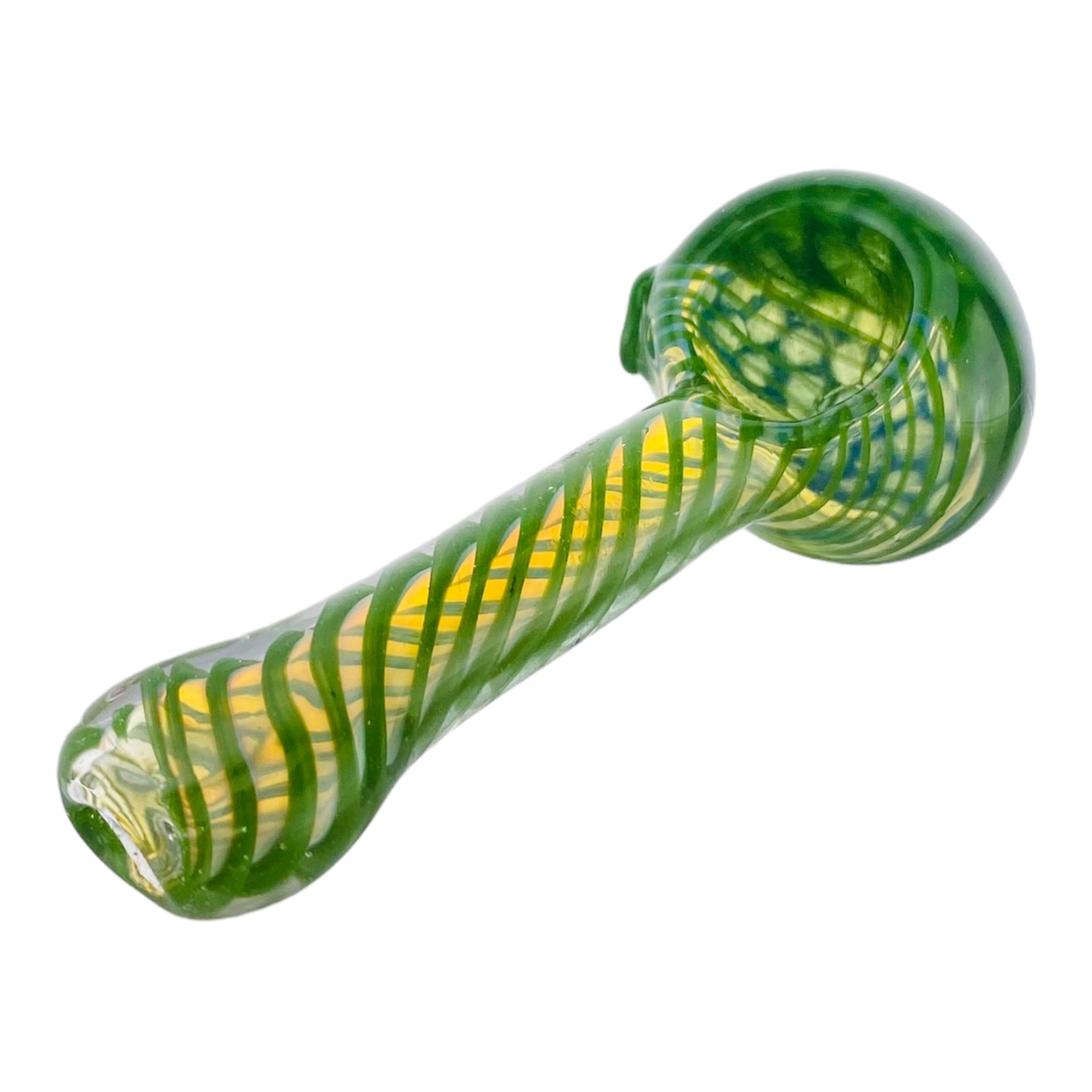 Cheap Color Changing Glass Spoon Pipe With Green Twist And Honeycomb End