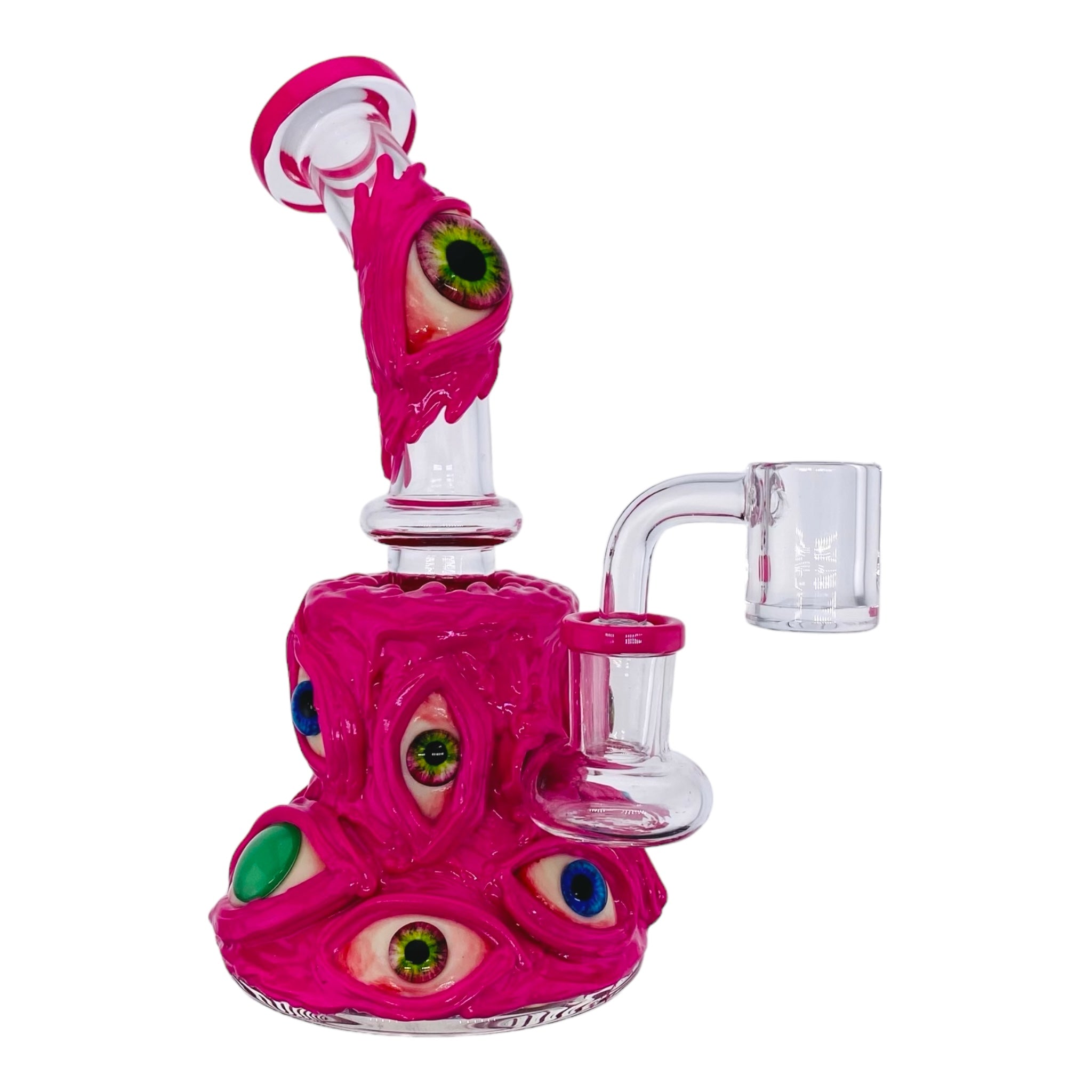 cute small best Pink Wandering Eye Monster Dab Rig for sale