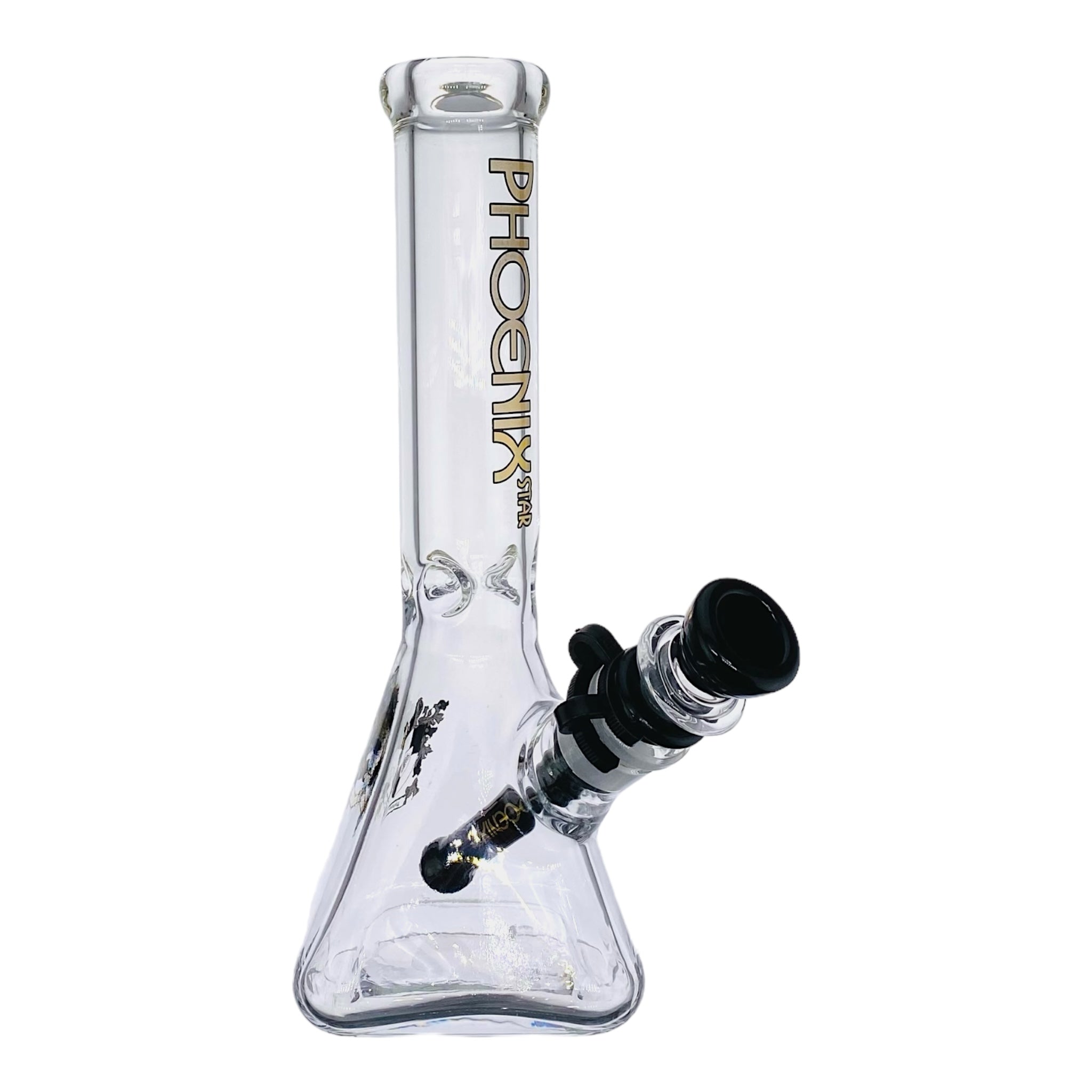 Phoenix Glass 10 Inch Square Base Clear Bong Black