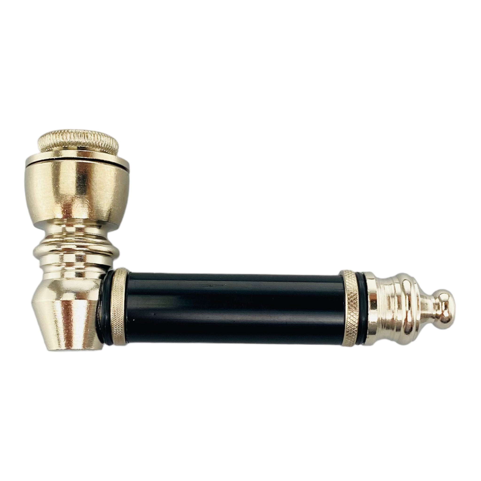 Silver Chrome Hand Pipe With Black Plastic Stem