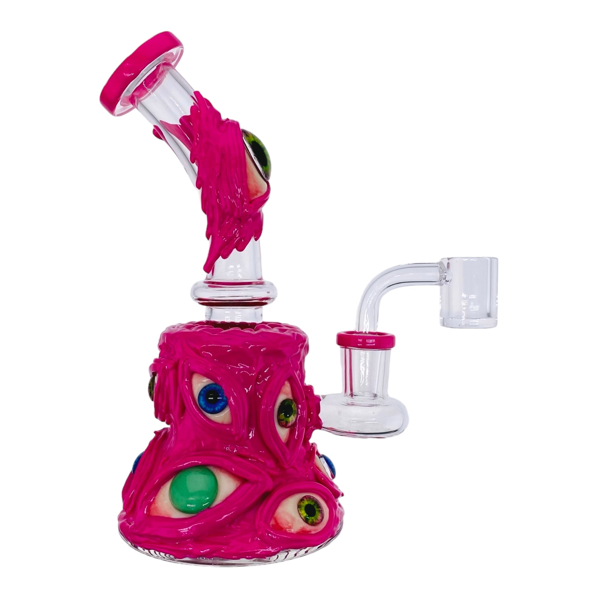 cute small best Pink Wandering Eye Monster Dab Rig for sale