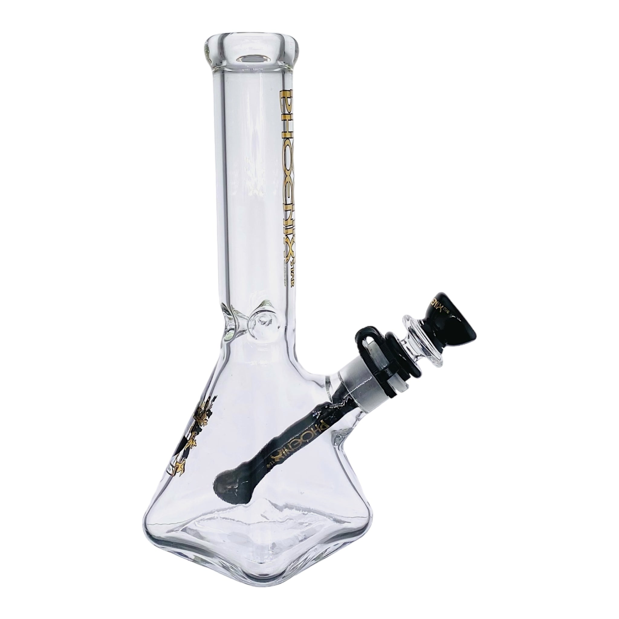 Phoenix Glass 10 Inch Square Base Clear Bong Black