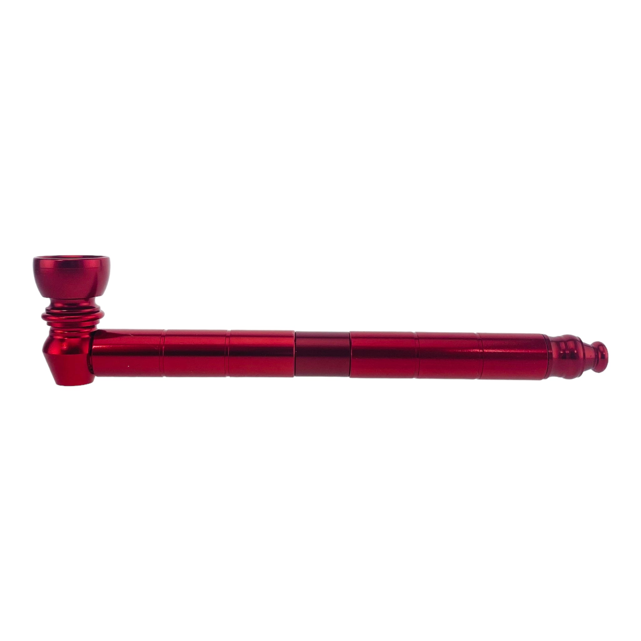6 inch long Metal Hand Pipes - Red Long Stem Aluminum Metal Pipe
