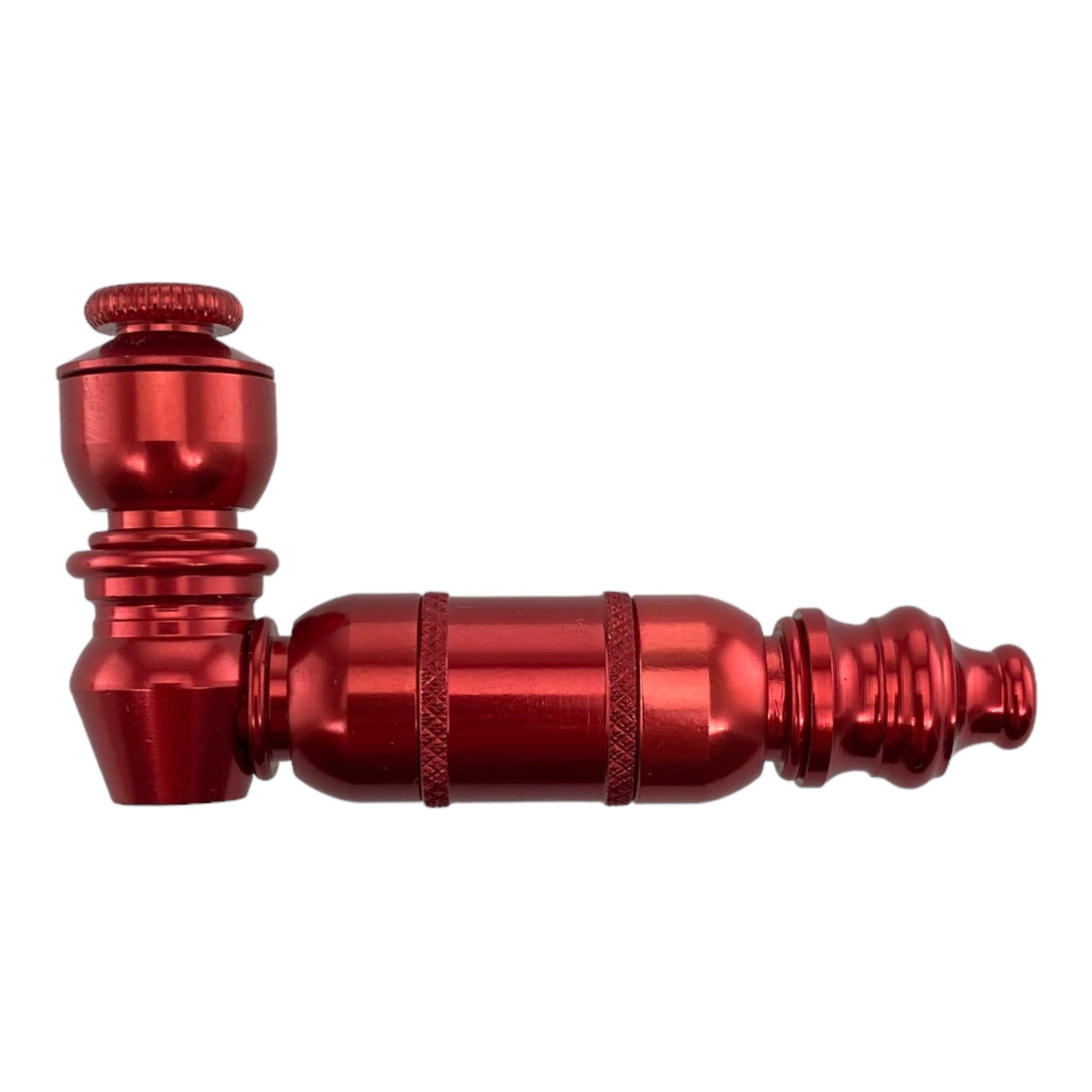 cheap Metal Hand Pipes Anodized Zinc Aluminum Extended Mini Chamber Hand Pipe With Cap red