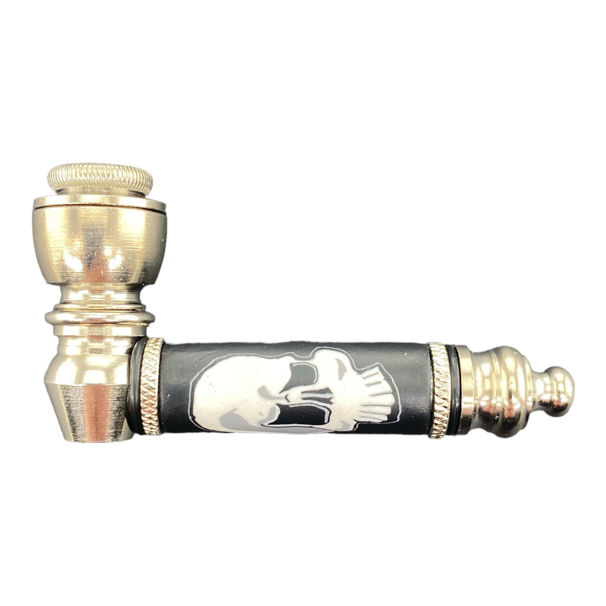 Metal Hand Pipes - Silver Chrome Hand Pipe With Skull