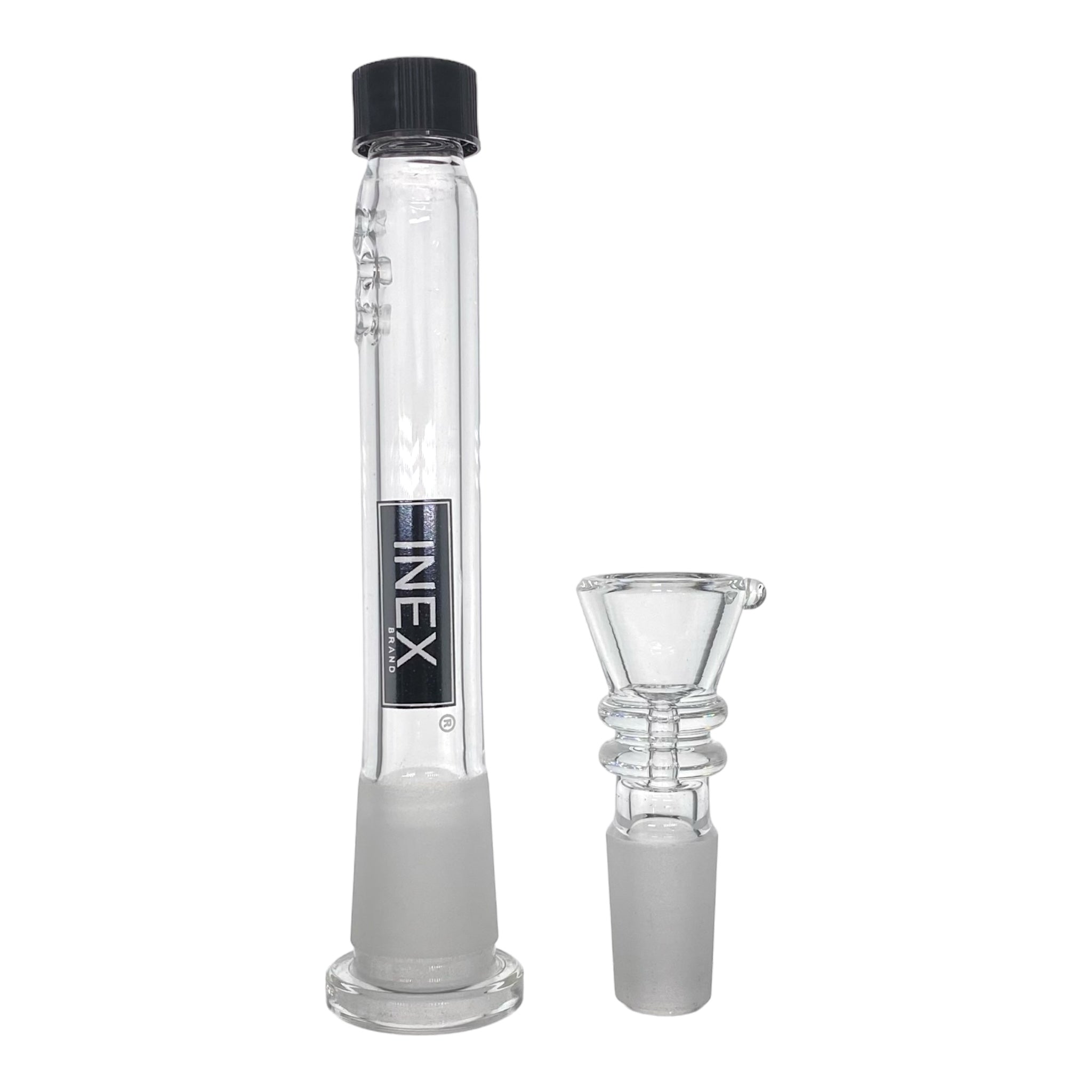 Small Travel Glass Bong Inex Glass Shadow Black Beaker Bong With Screw Caps downstem with cap and bowl