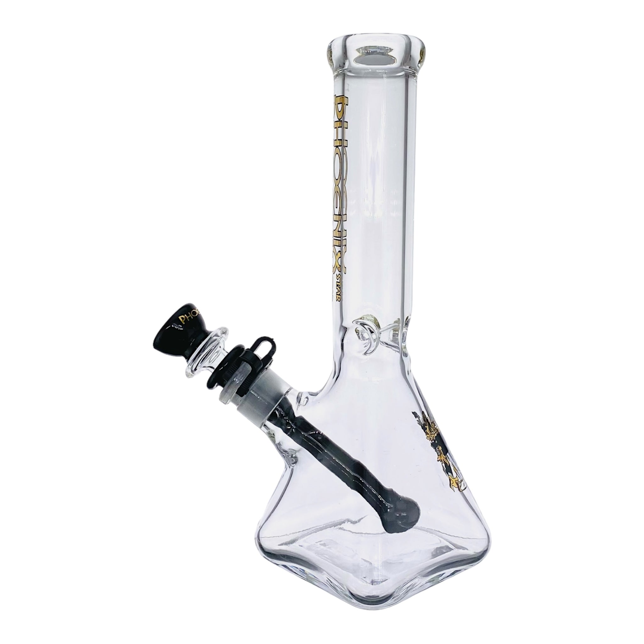 Phoenix Glass 10 Inch Square Base Clear Bong Black