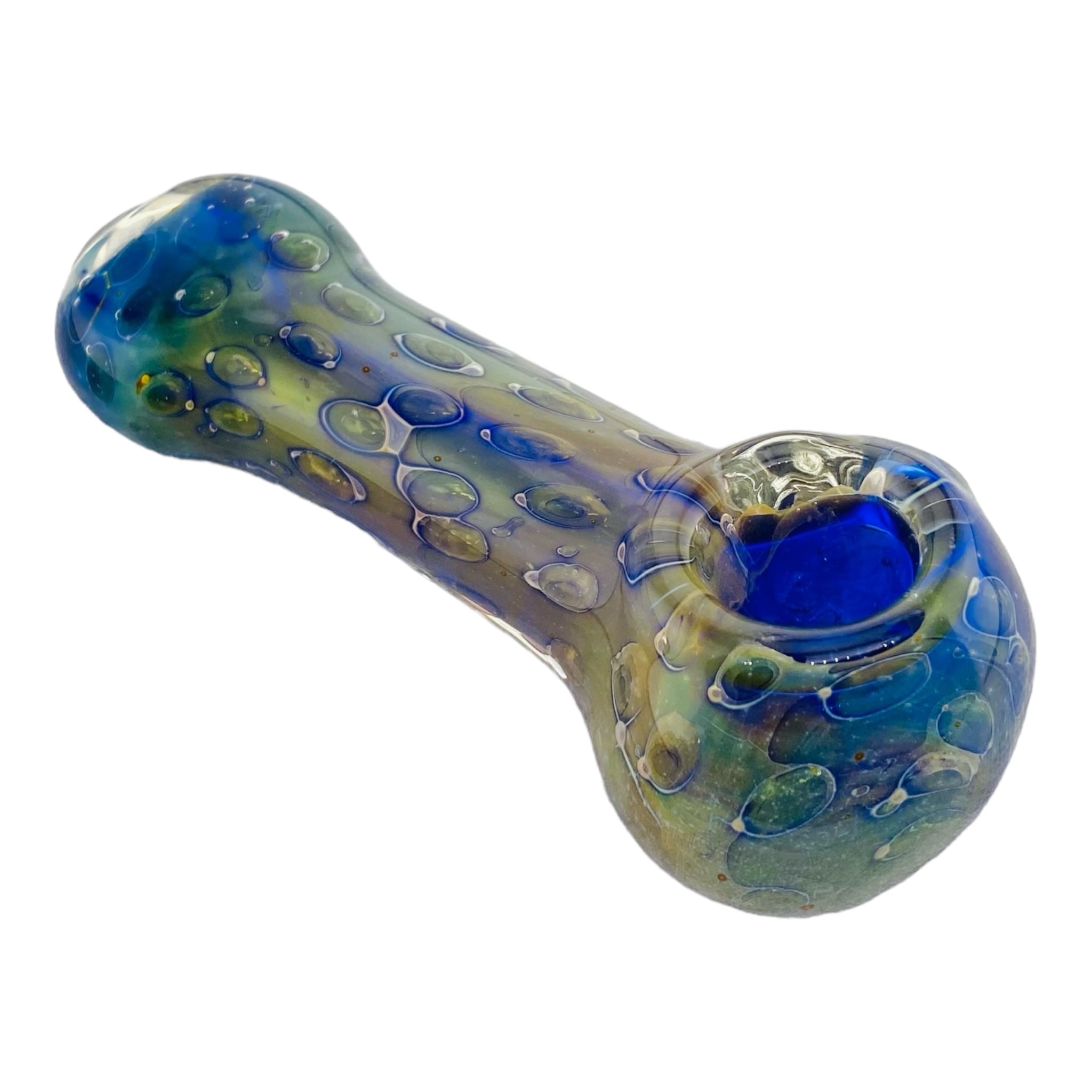 Glass Hand Pipe With Space Fume Bubble Trap And Flat Mouthpece