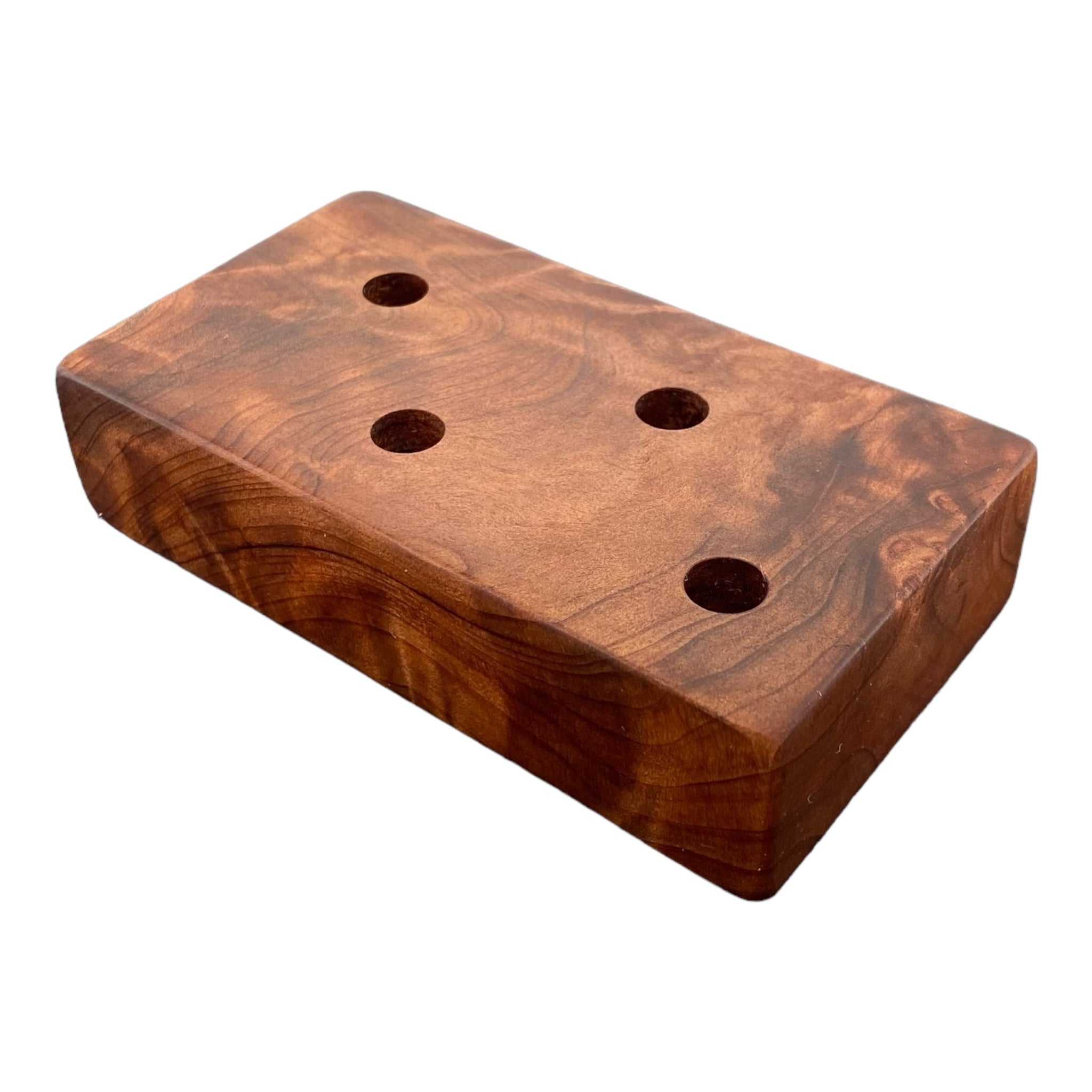 4 Hole Wood Display Stand Holder For 10mm Bong Bowl Pieces Or Quartz Bangers - Redwood Burl