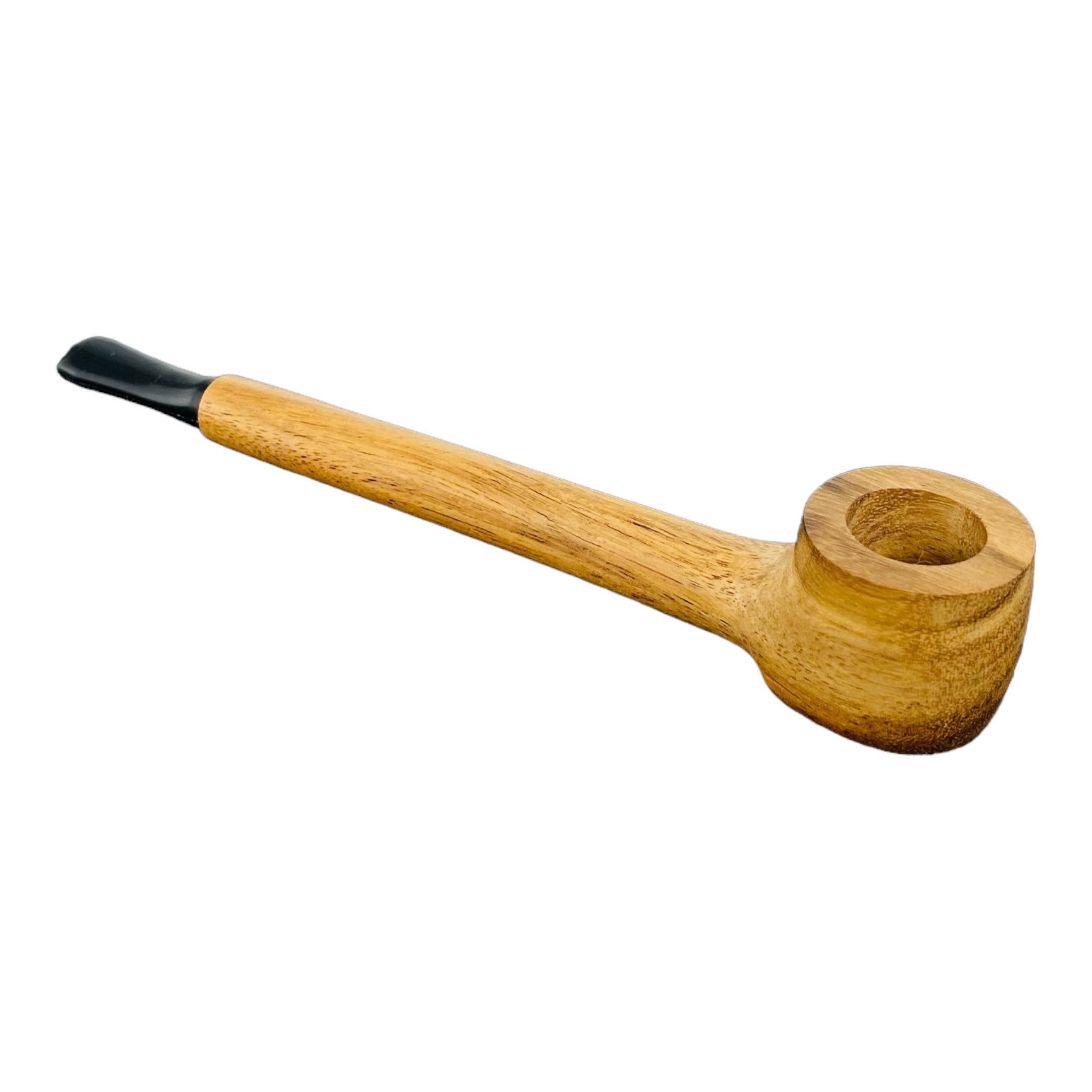 Wood Hand Pipe - Simple Skinny Long Stem Wood Pipe With Plastic Mouthpiece