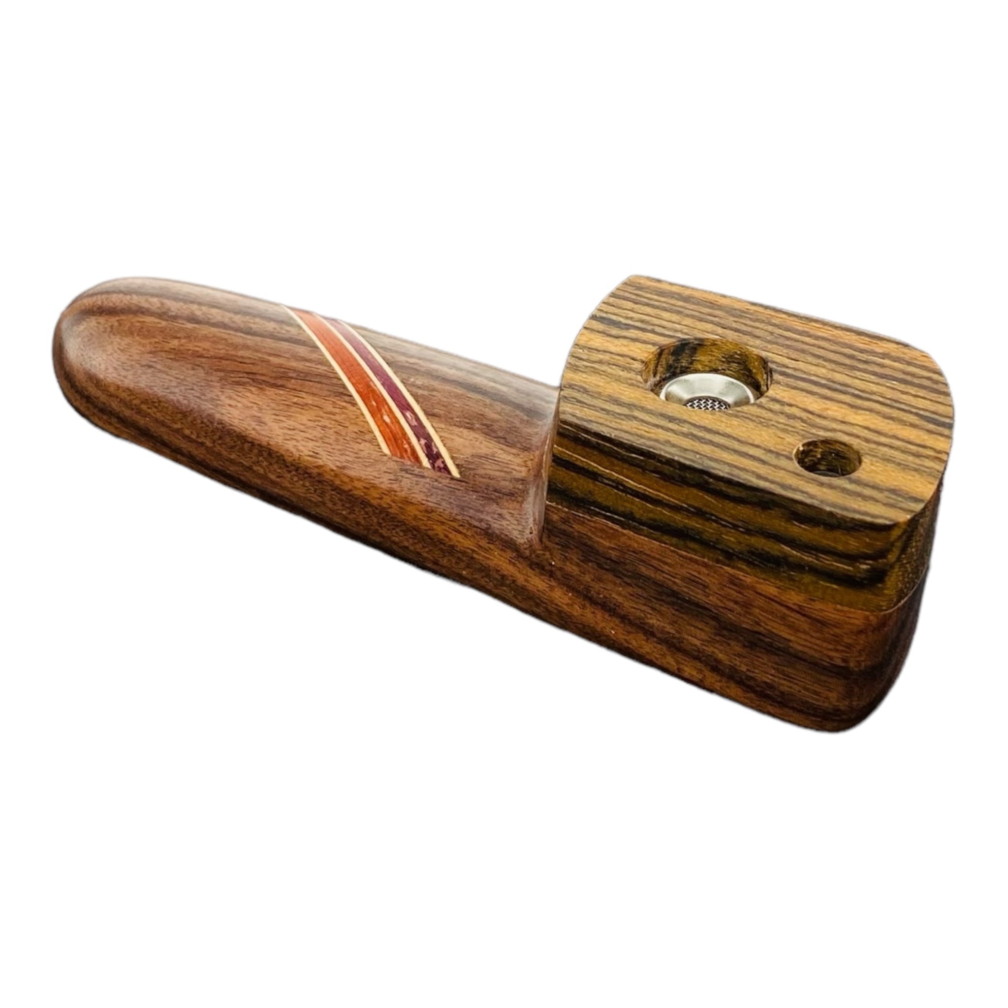 Wood Hand Pipe - Smooth Tombstone Hand Pipe With Vented Lid