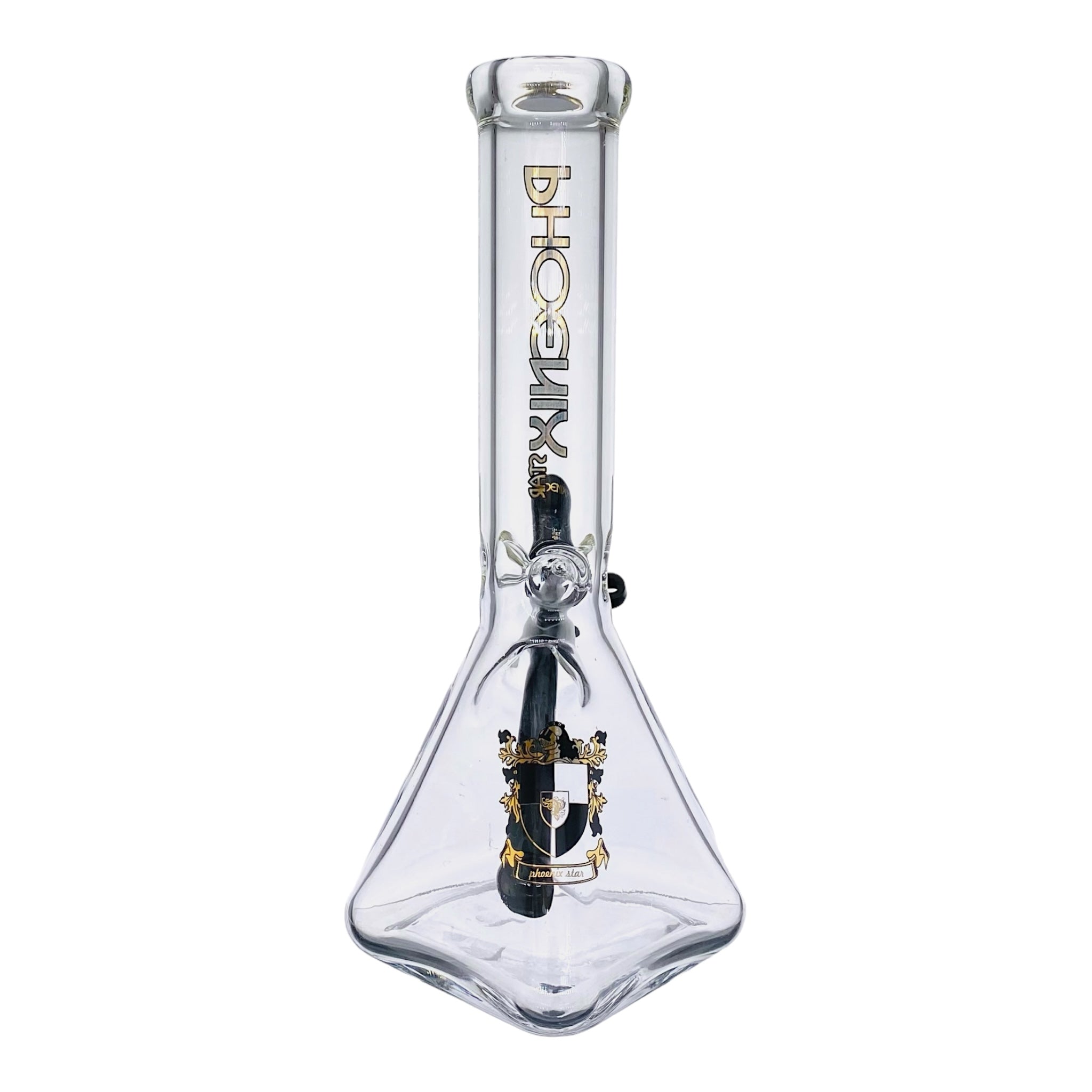 Phoenix Glass 10 Inch Square Base Clear Bong Black