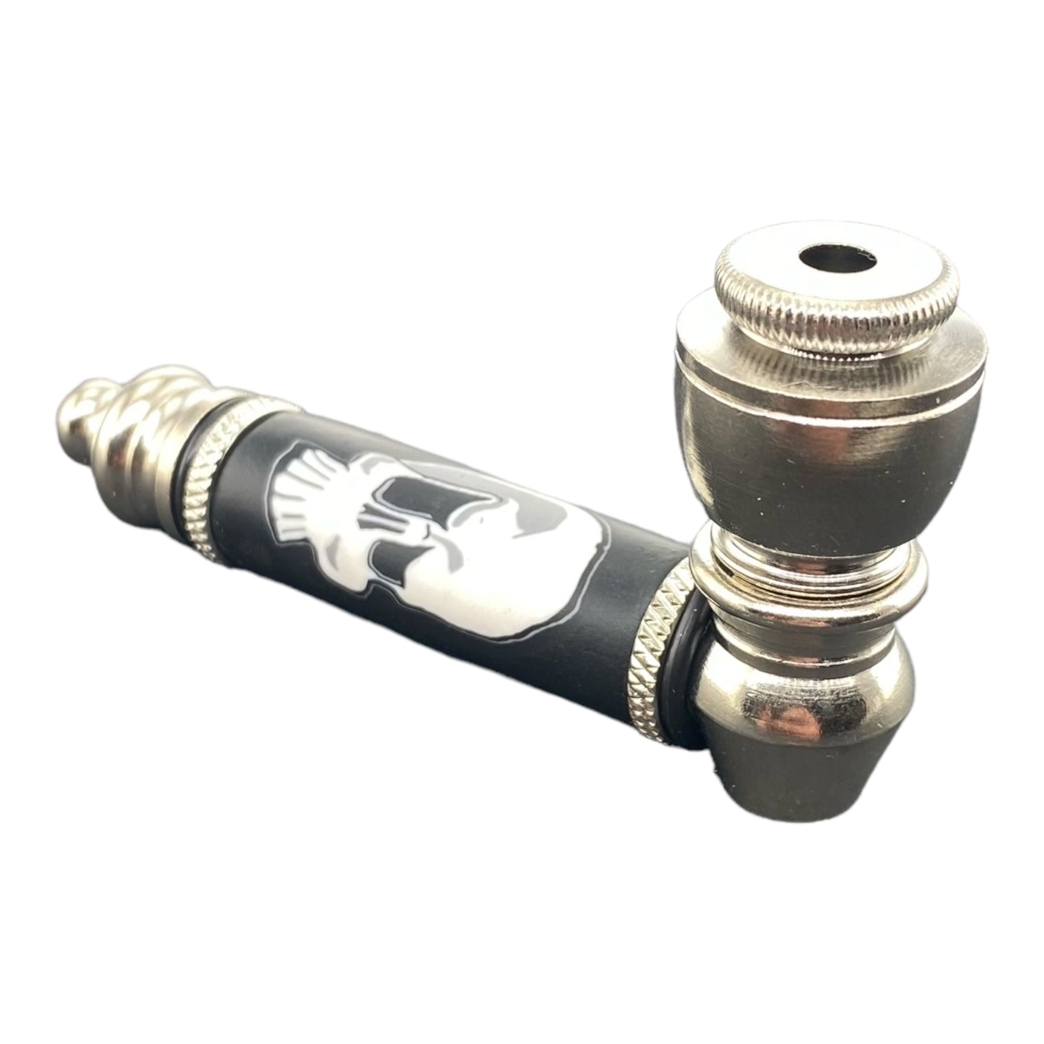 Metal Hand Pipes - Silver Chrome Hand Pipe With Skull