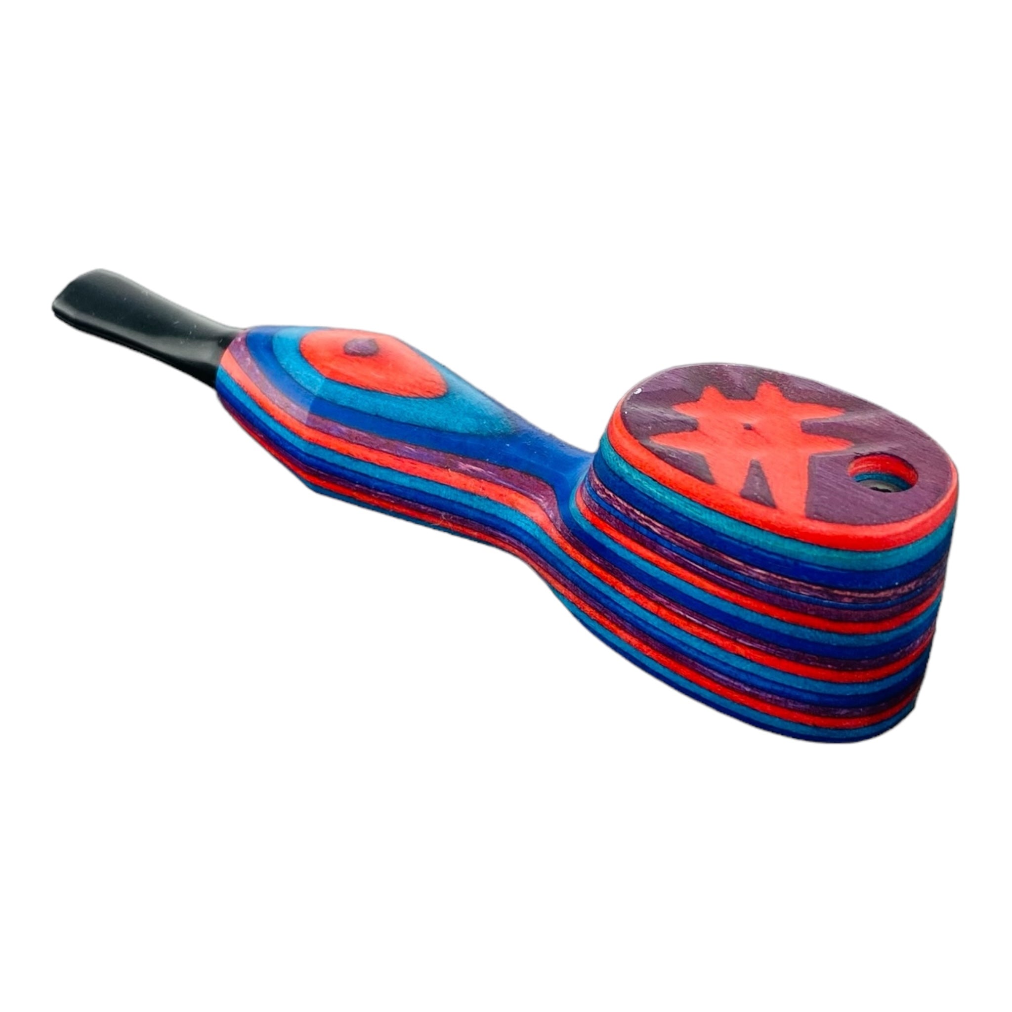 Wood Hand Pipe - Multi Colored Wood Pipe With Plastic Mouthpiece