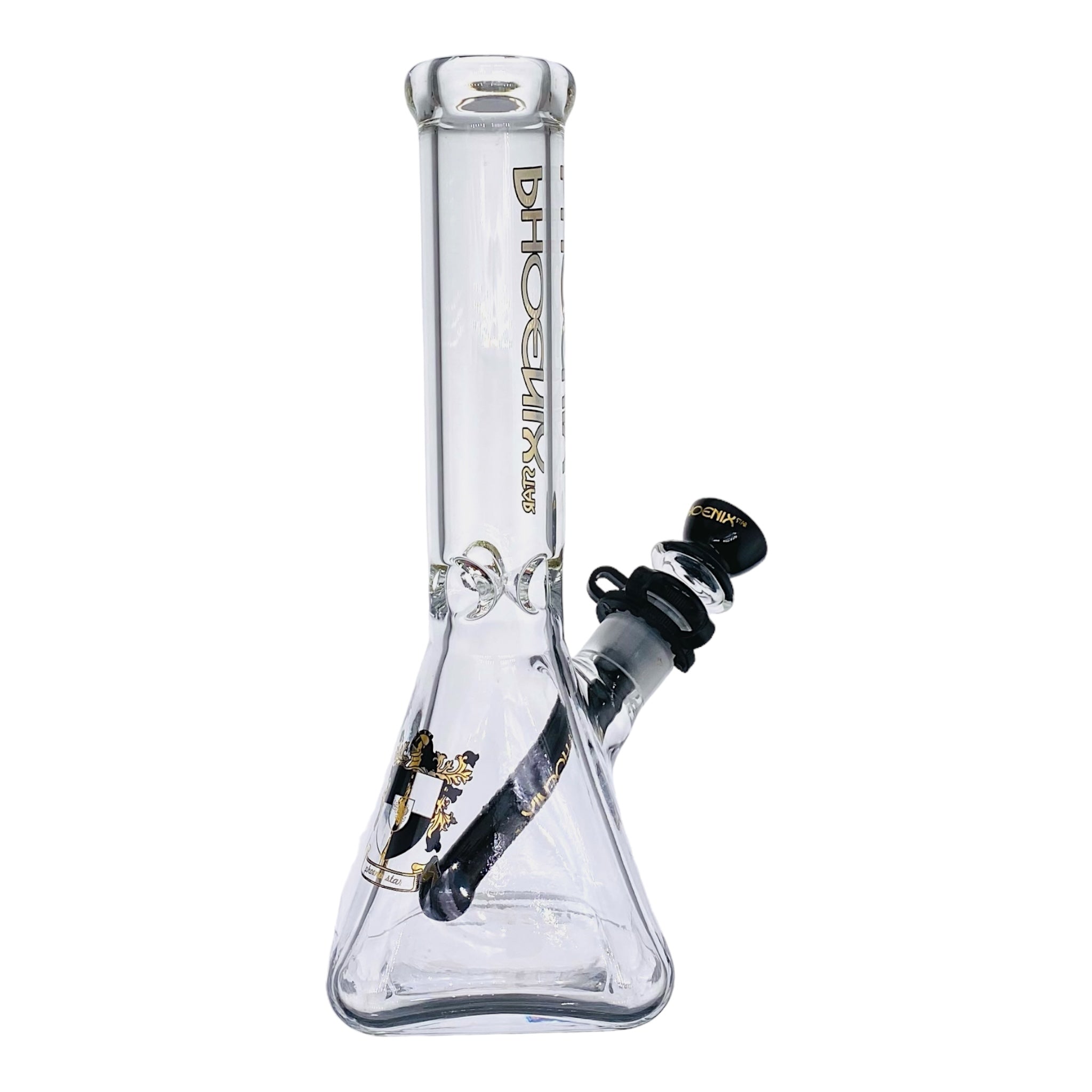 Phoenix Glass 10 Inch Square Base Clear Bong Black