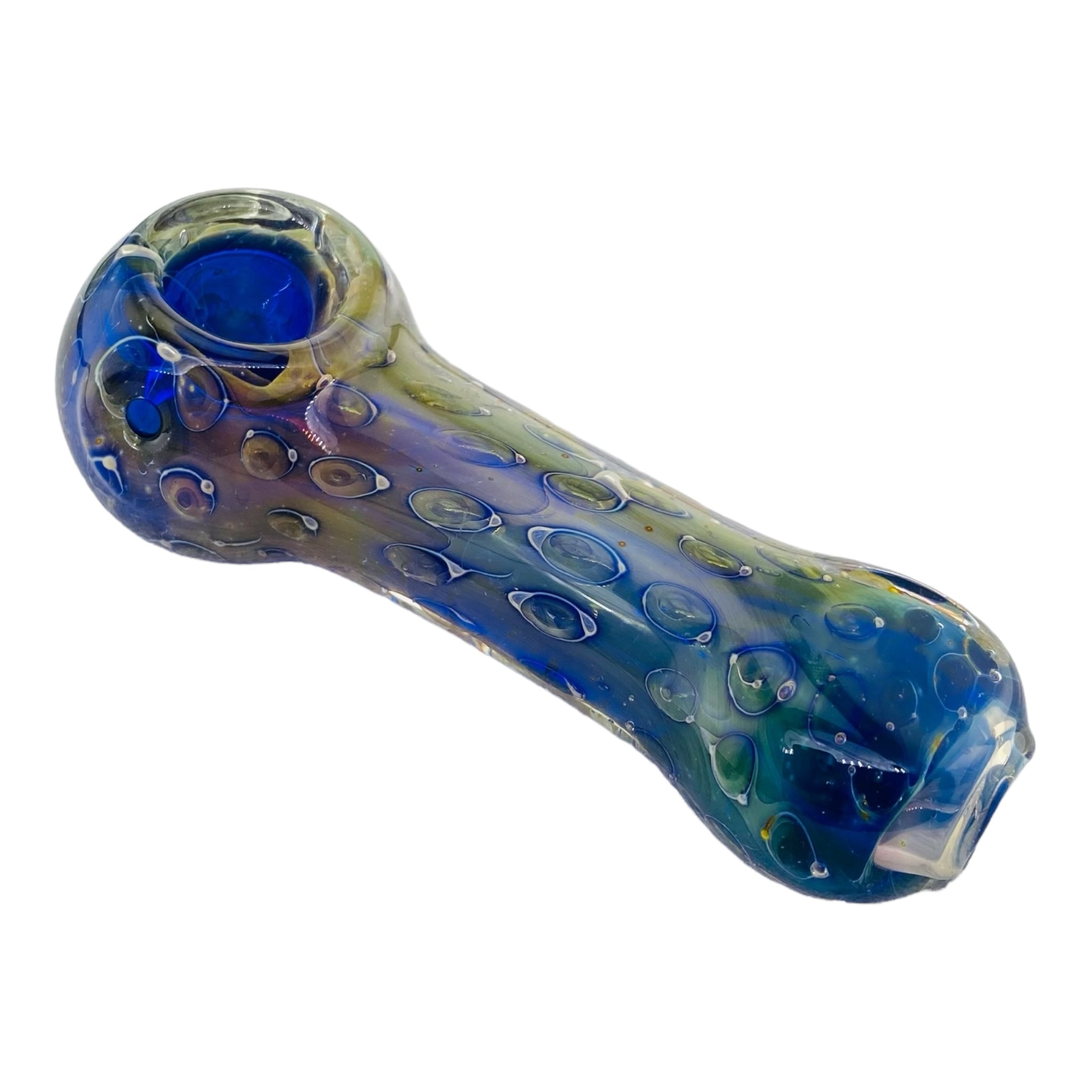 Glass Hand Pipe With Space Fume Bubble Trap And Flat Mouthpece