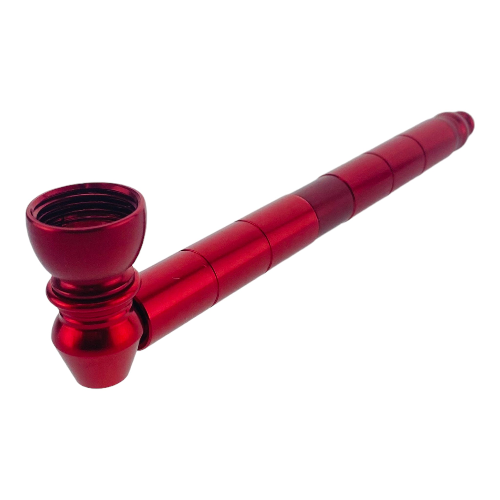 6 inch long Metal Hand Pipes - Red Long Stem Aluminum Metal Pipe