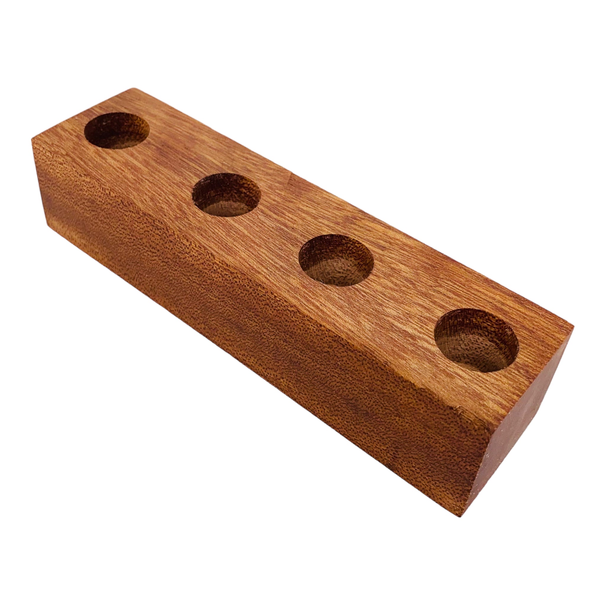 4 Hole Wood Display Stand Holder For 18mm Bong Bowl Pieces Or Quartz Bangers - Mahogany