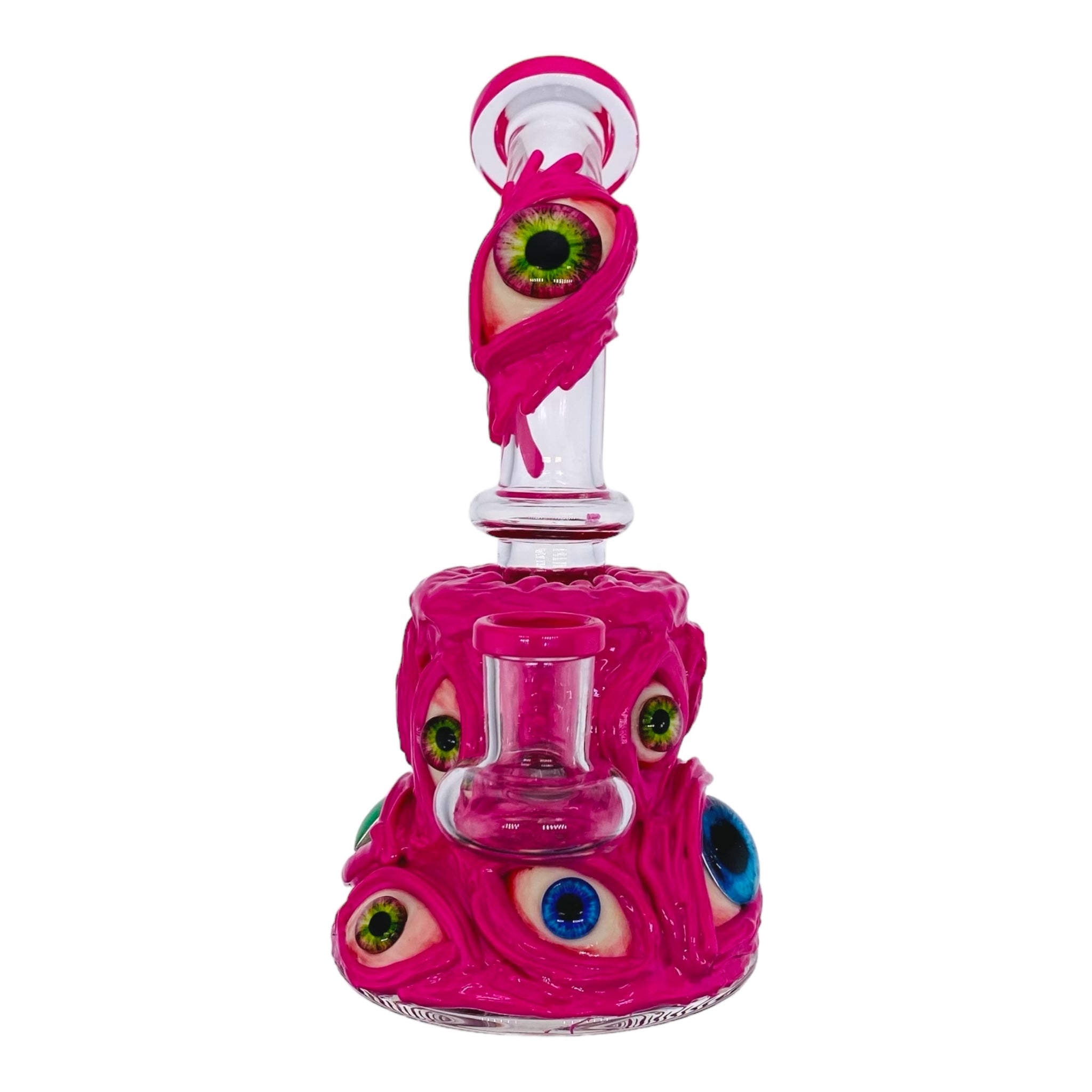 cute small best Pink Wandering Eye Monster Dab Rig for sale