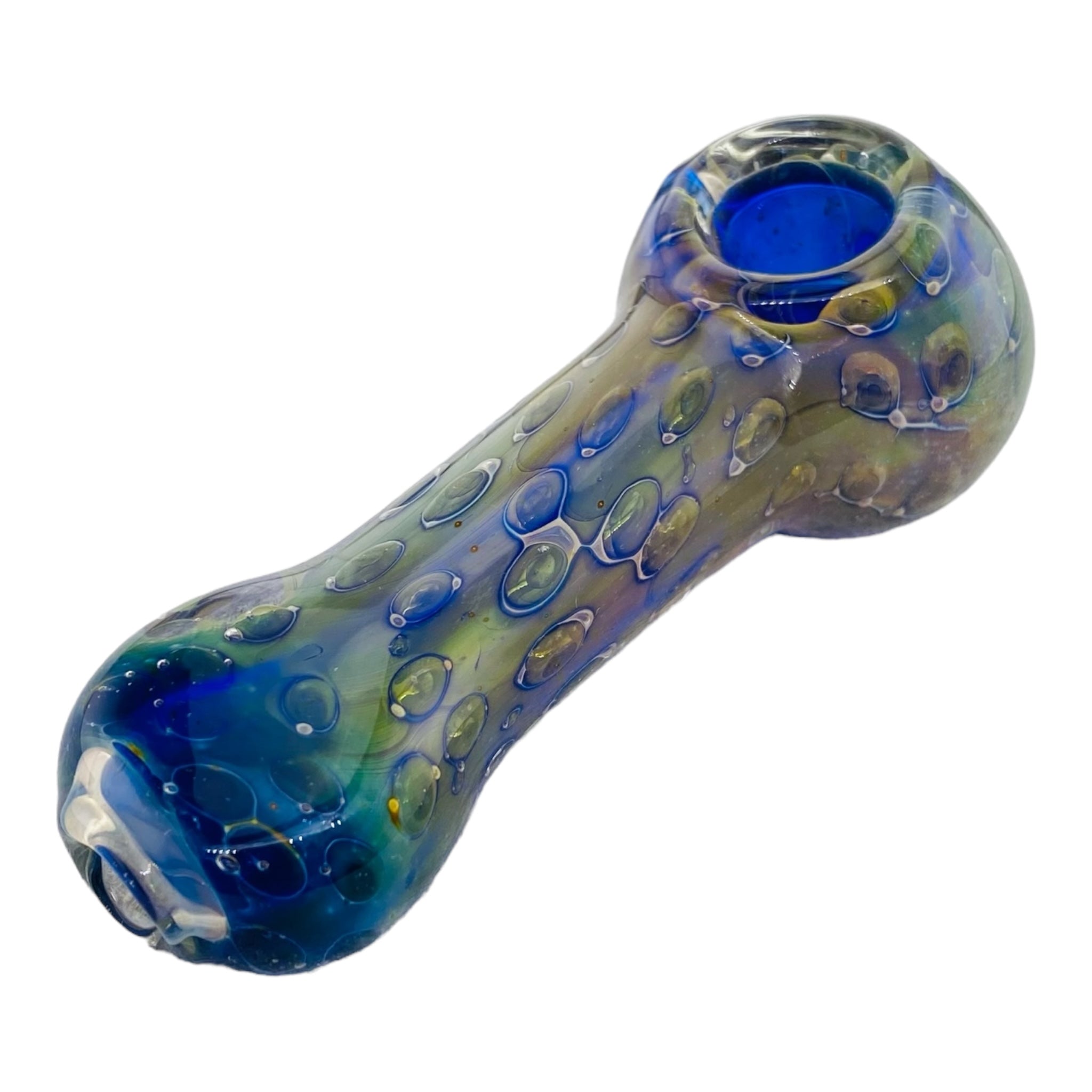 Glass Hand Pipe With Space Fume Bubble Trap And Flat Mouthpece