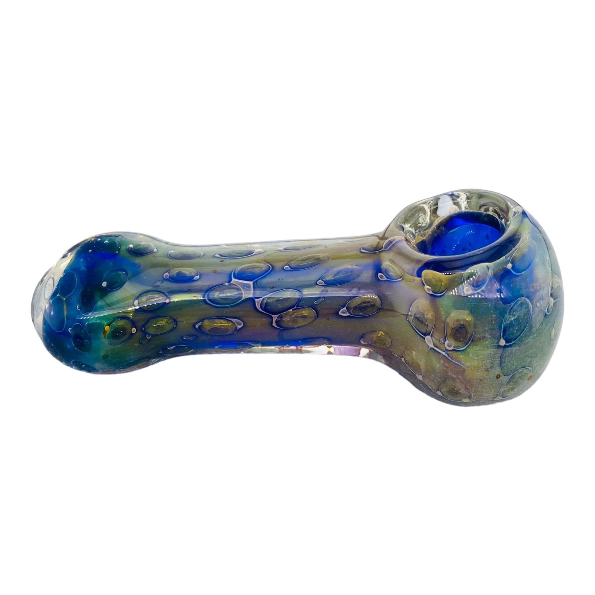 Glass Hand Pipe With Space Fume Bubble Trap And Flat Mouthpece