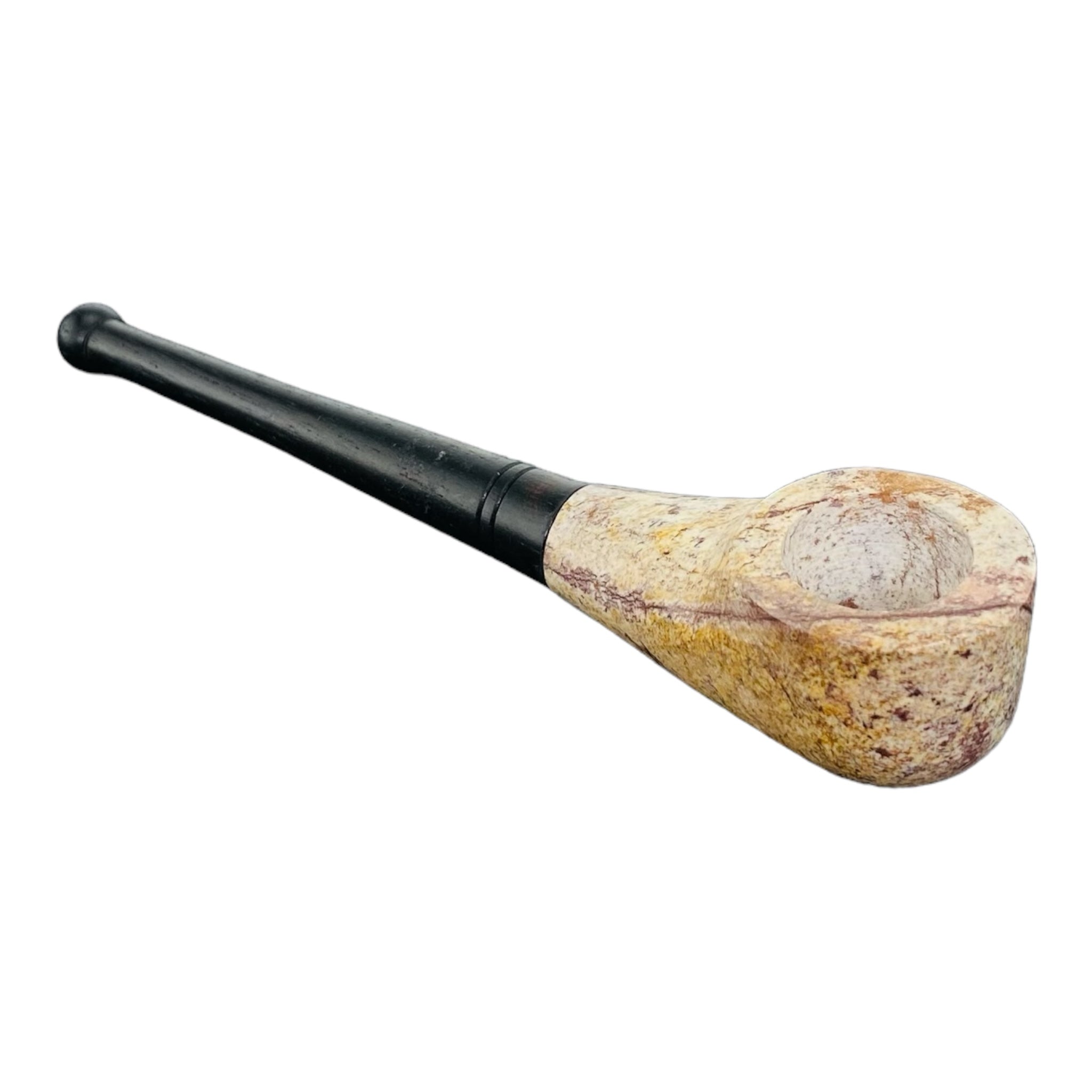 Wood Hand Pipe - Medium Size Wood And Stone Hand Pipe