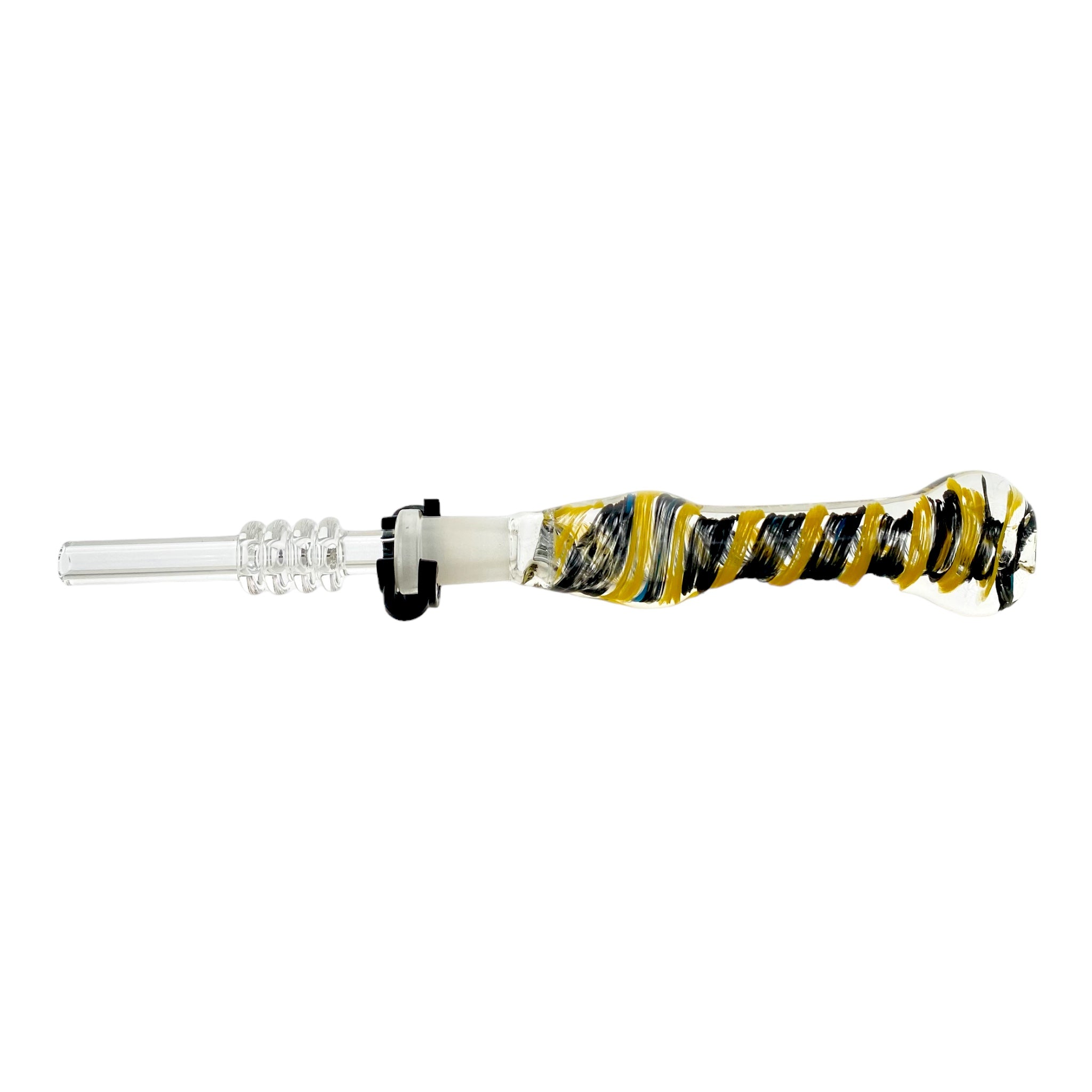 10mm Nectar Collector - Black And Yellow Inside Out With 10mm Quartz Tip