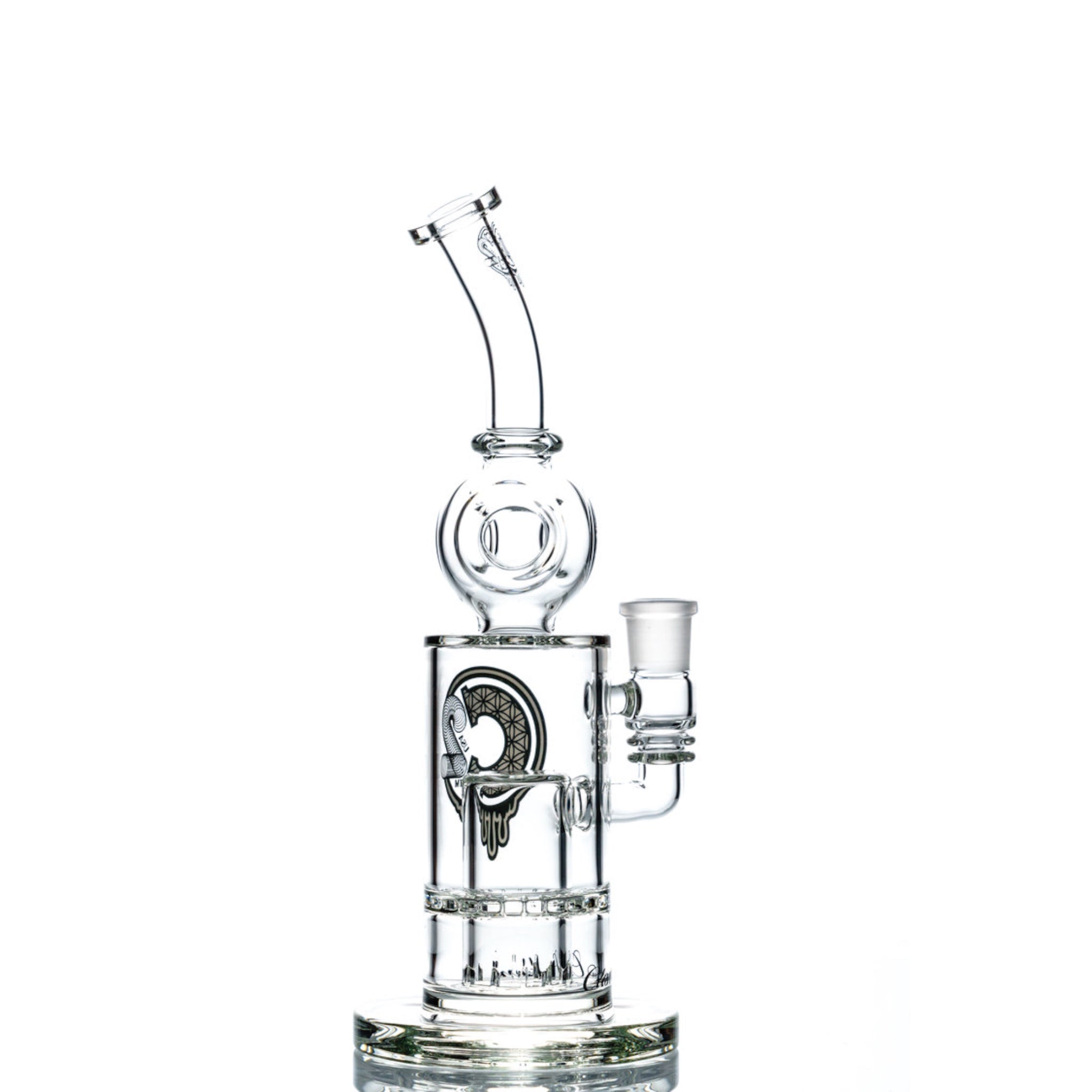 C2 Custom Creations Small Clear Bubbler With Ratchet to Donut Perc TDR-Micro