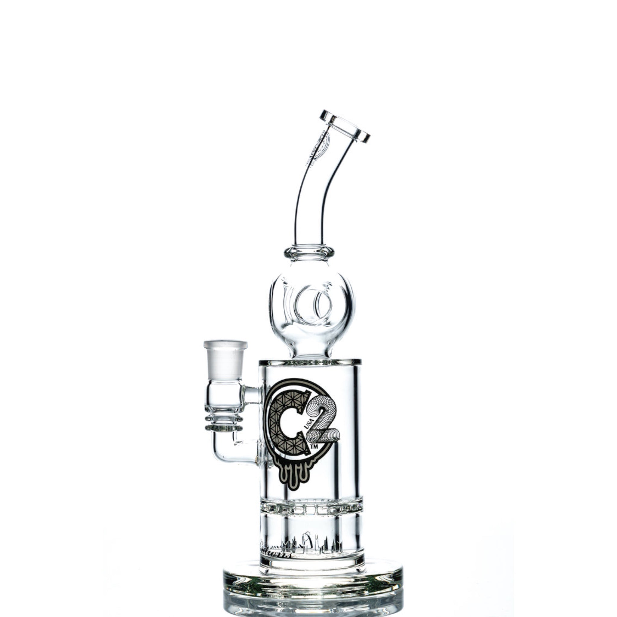 C2 Custom Creations Small Clear Bubbler With Ratchet to Donut Perc TDR-Micro