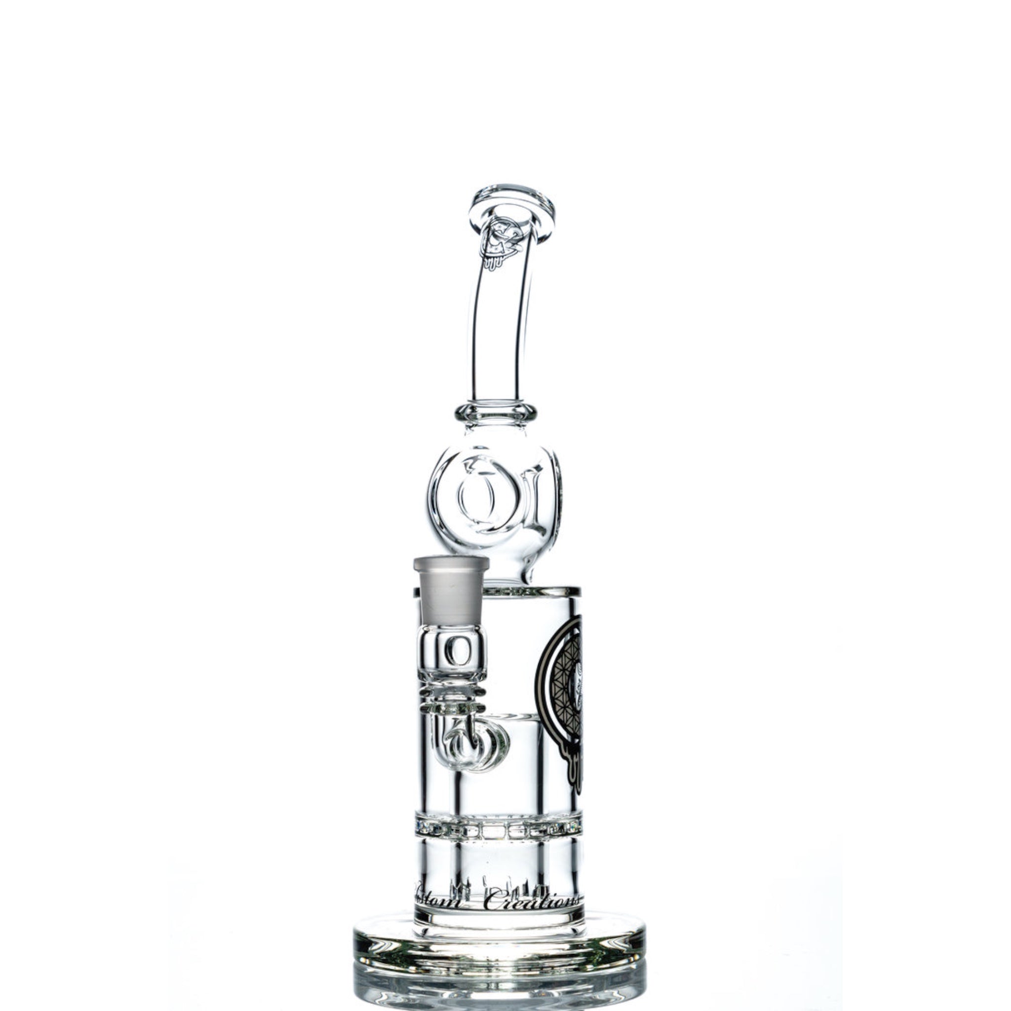 C2 Custom Creations Small Clear Bubbler With Ratchet to Donut Perc TDR-Micro
