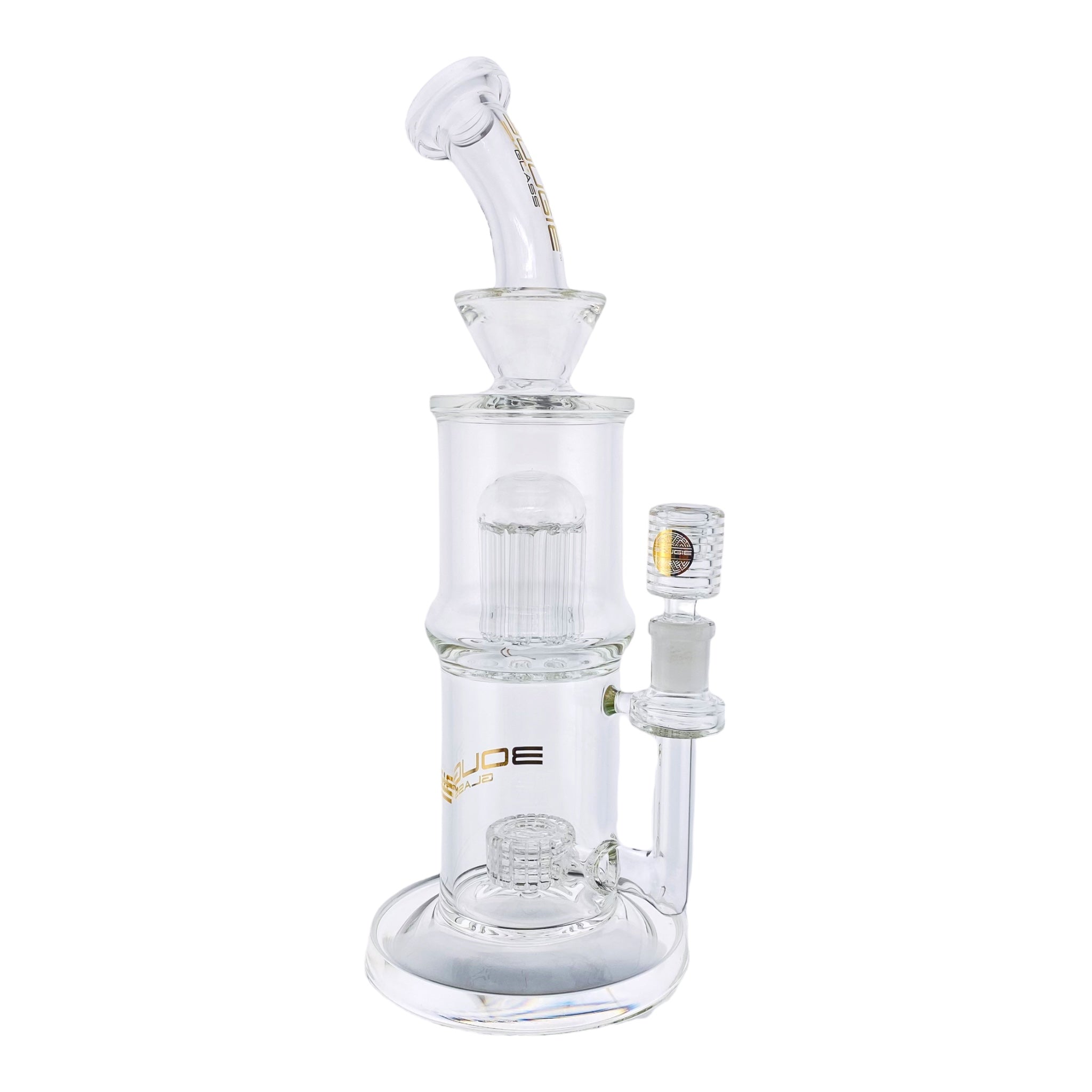 Bougie Glass Multi-Slit Disc And Tree Perc Clear Bubbler Bong