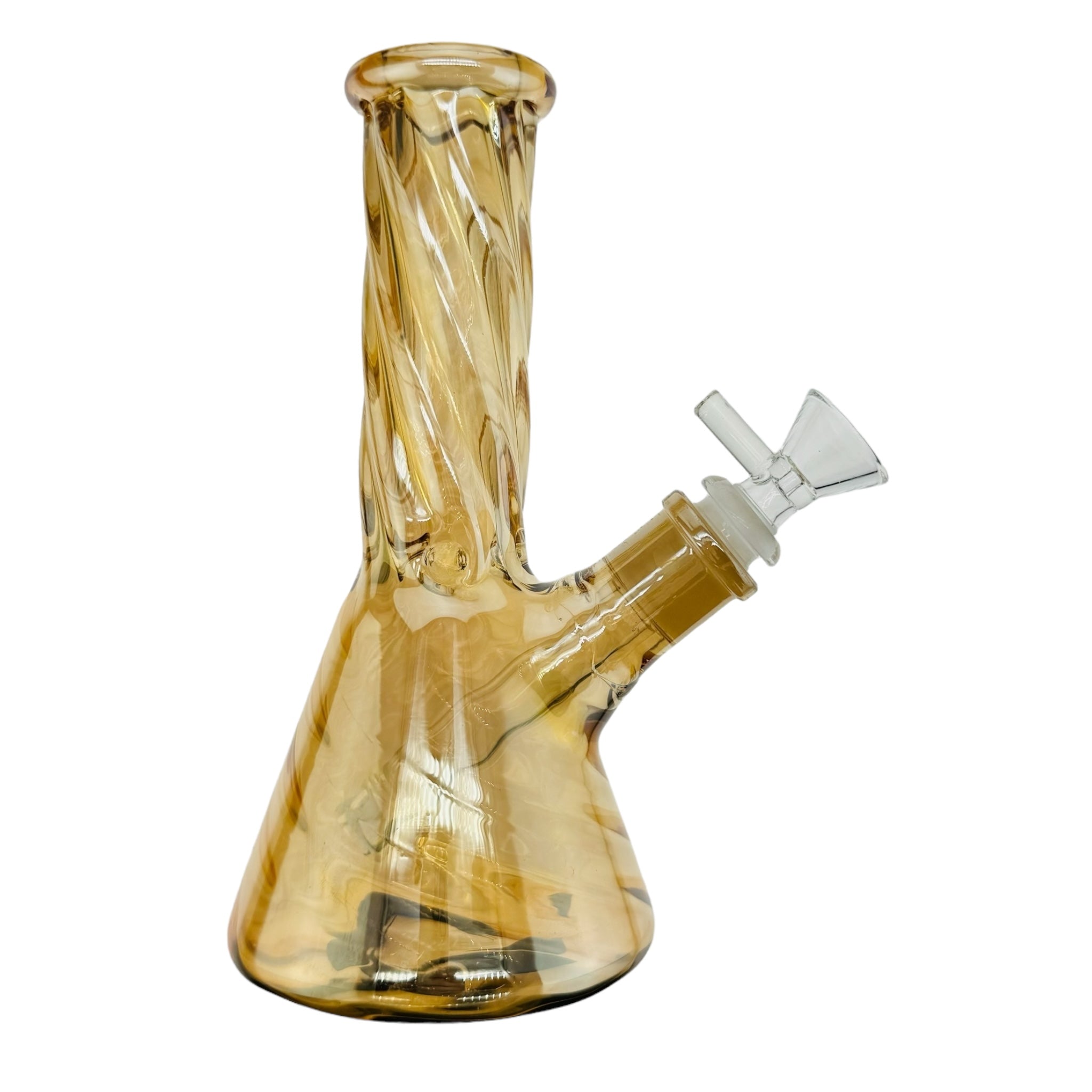 8 Inch Amber Brown Metallic Beaker Bong With Twisted Neck