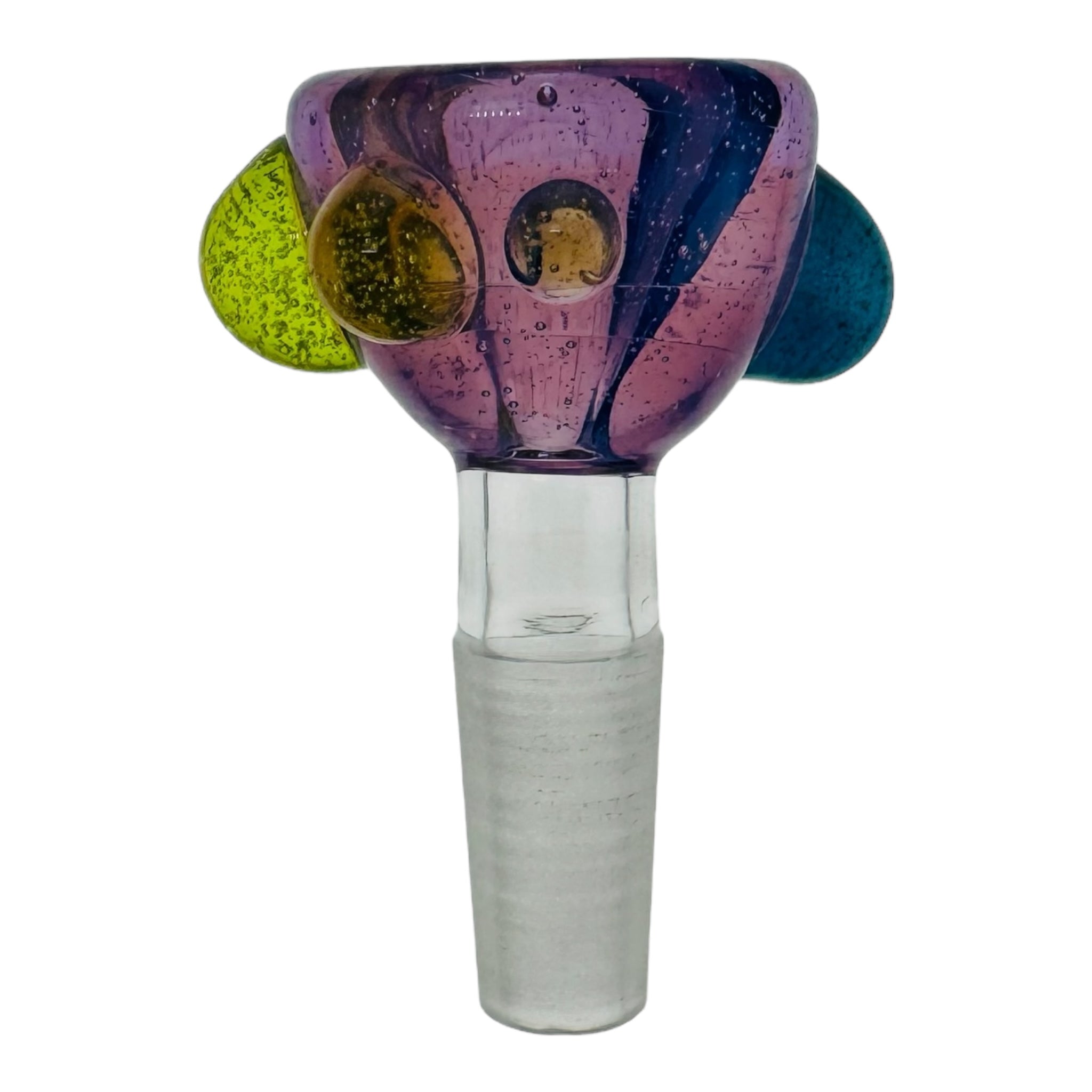 Arko Glass 10mm Bong Bowl For Weed Wysteria Purple Bowl With Green And Blue Dots