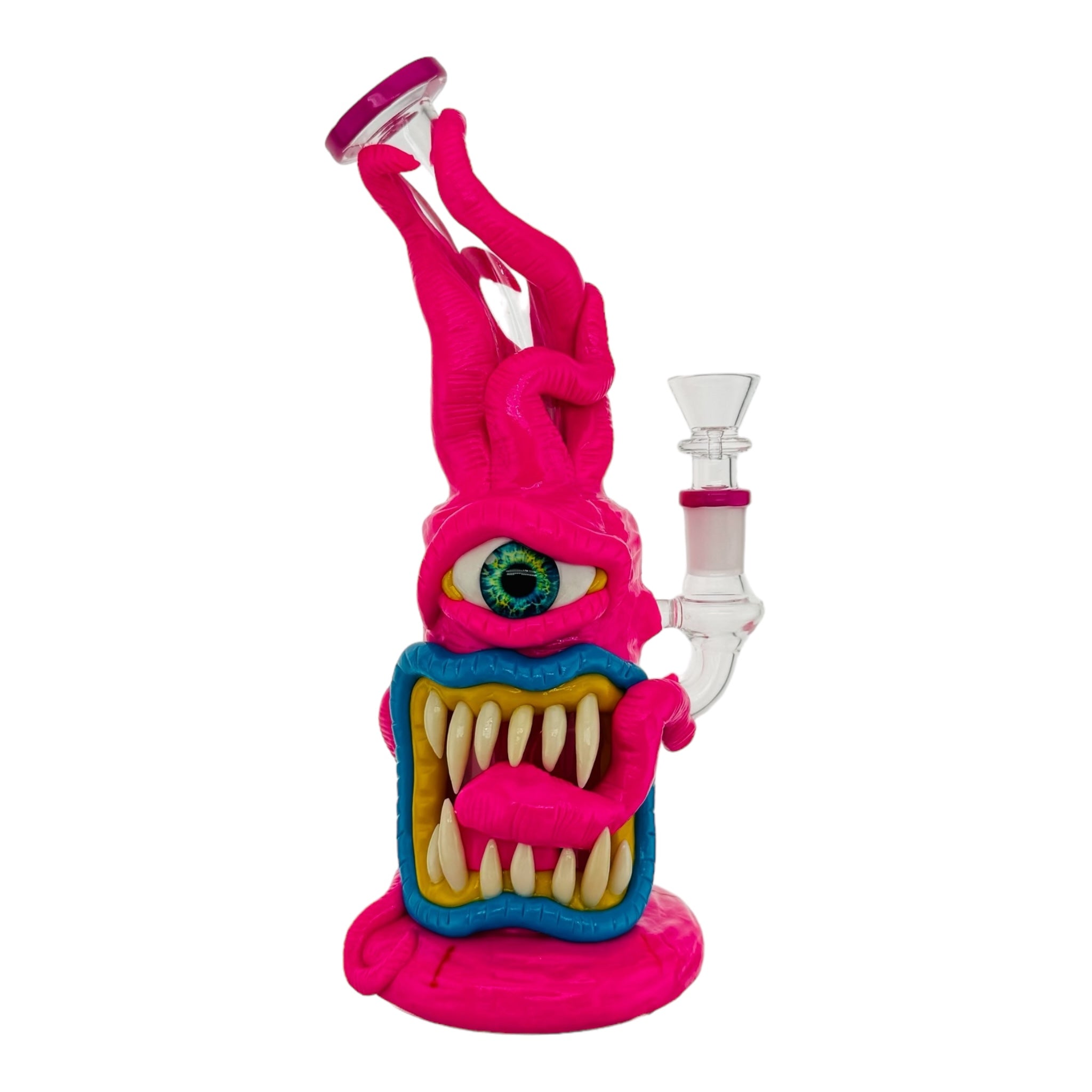 Pink And Yellow Cyclops Monster Bong