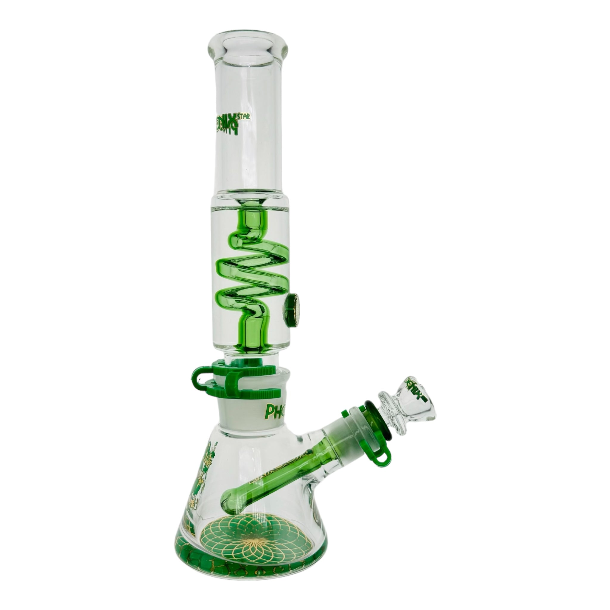 Phoenix Glass Green Bong With Glycerin Coil