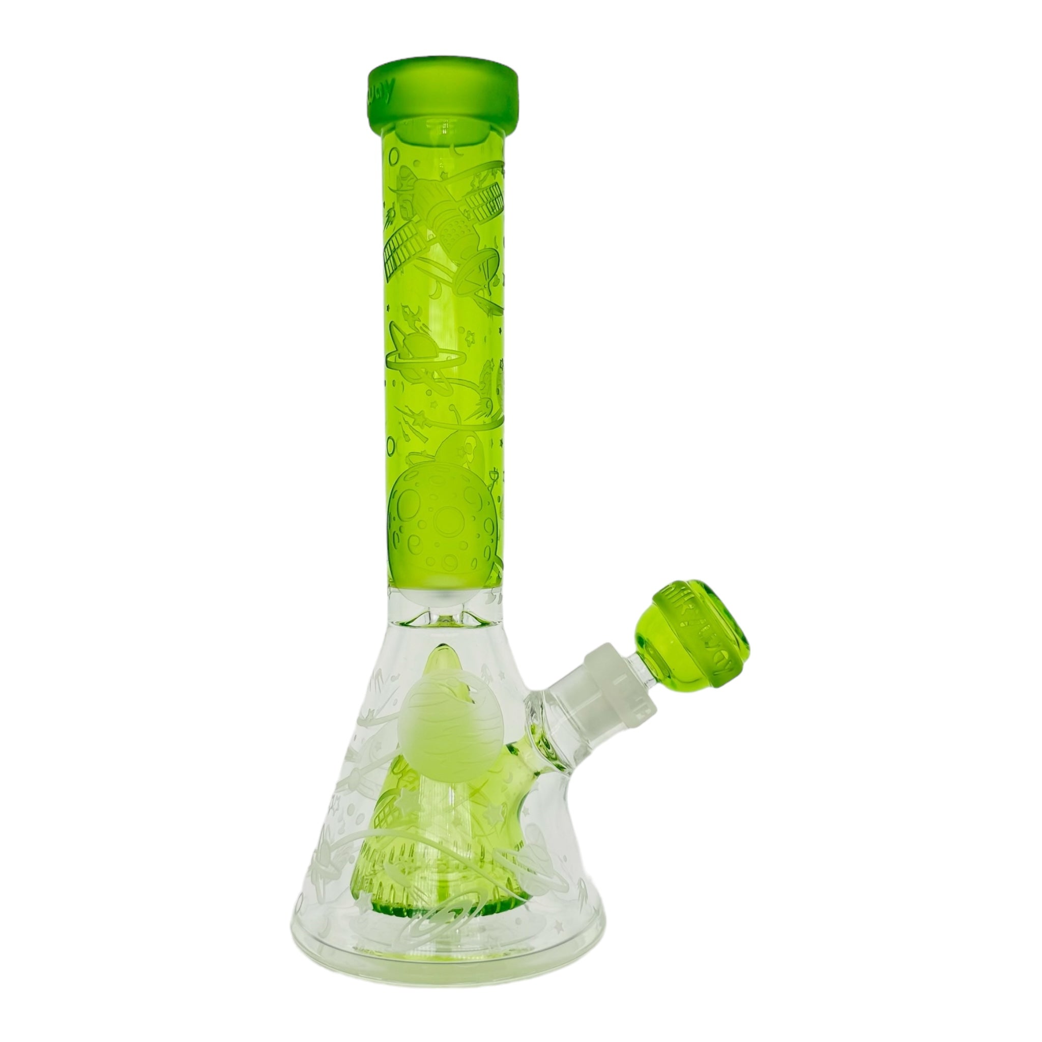 Milkyway Glass - Space Odyssey In 3D 11″ Beaker Bong With Collins Perc Green