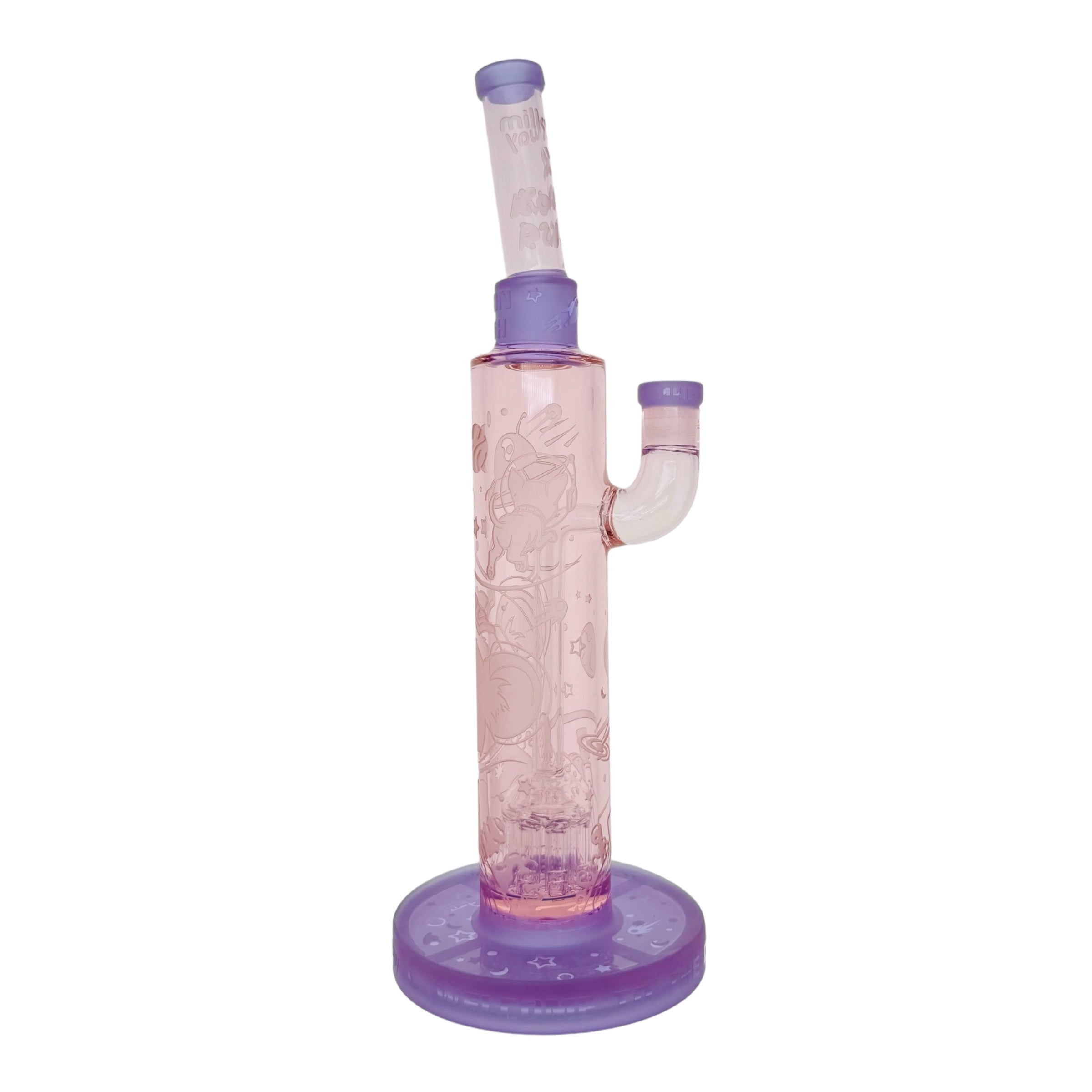 Milkyway Glass x Koala Puffs Moon Sesh 12” Dab Rig Or Bong Pink And Purple