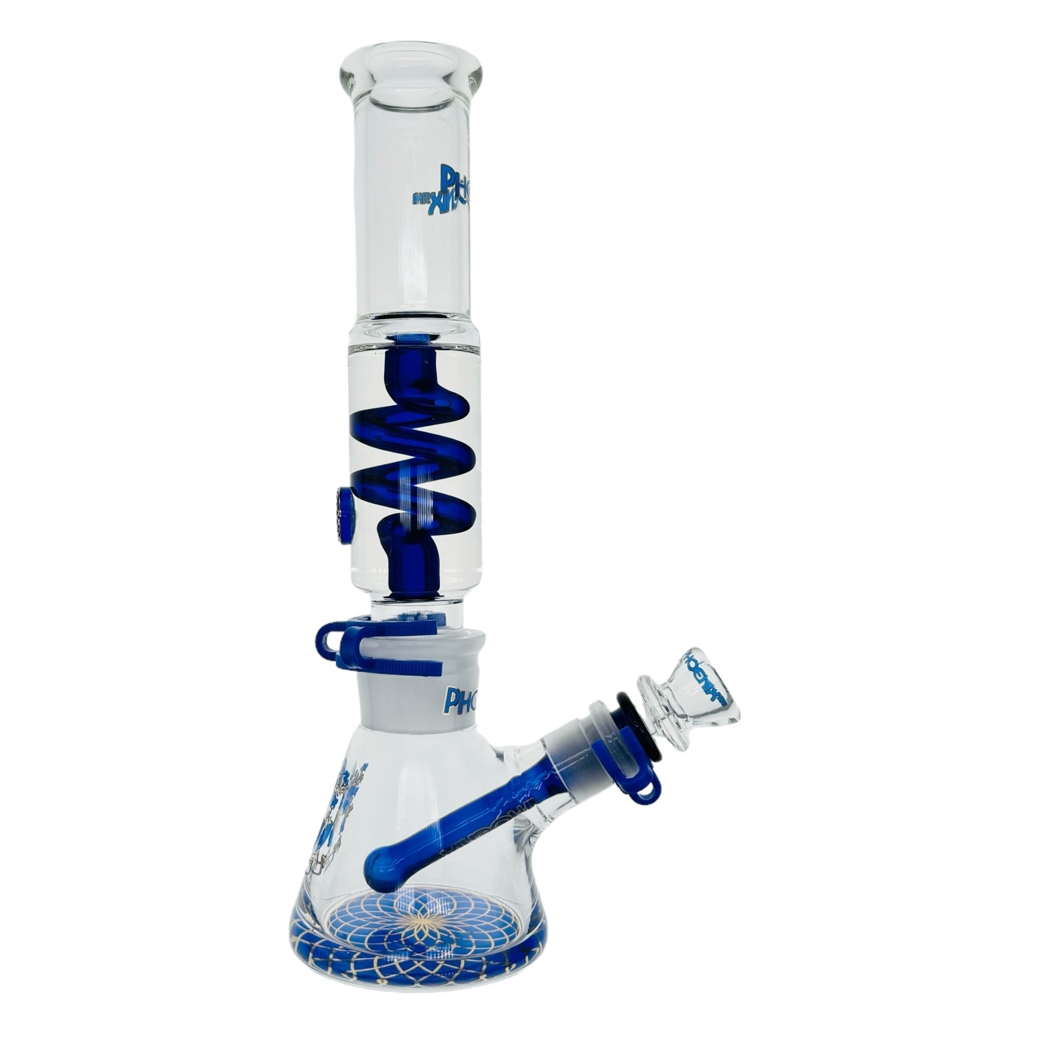 Phoenix Glass Blue Beaker Bong With Glycerin Coil