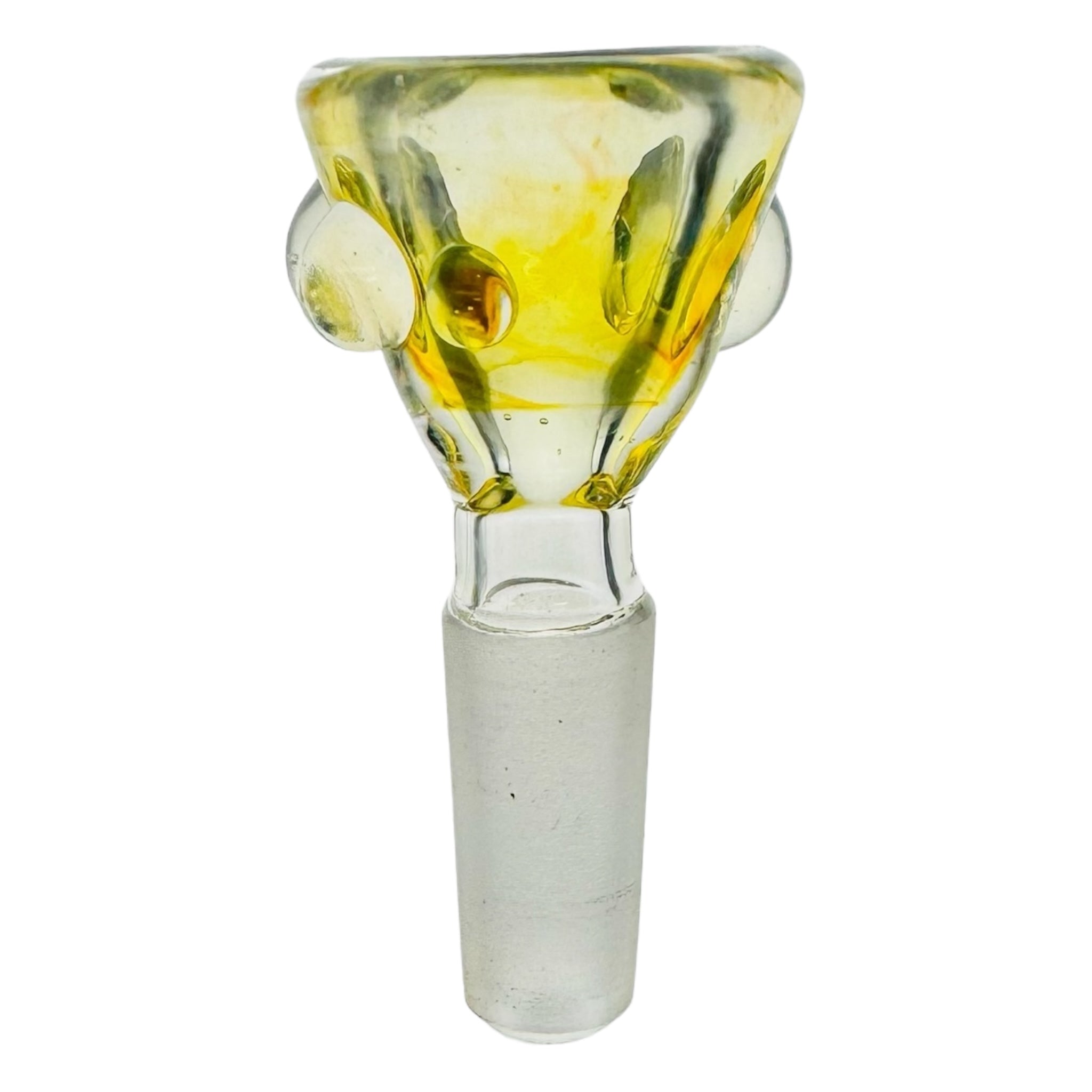 Arko Glass 10mm Flower Bowl Golden Yellow Bowl With Mystic Fume Dots