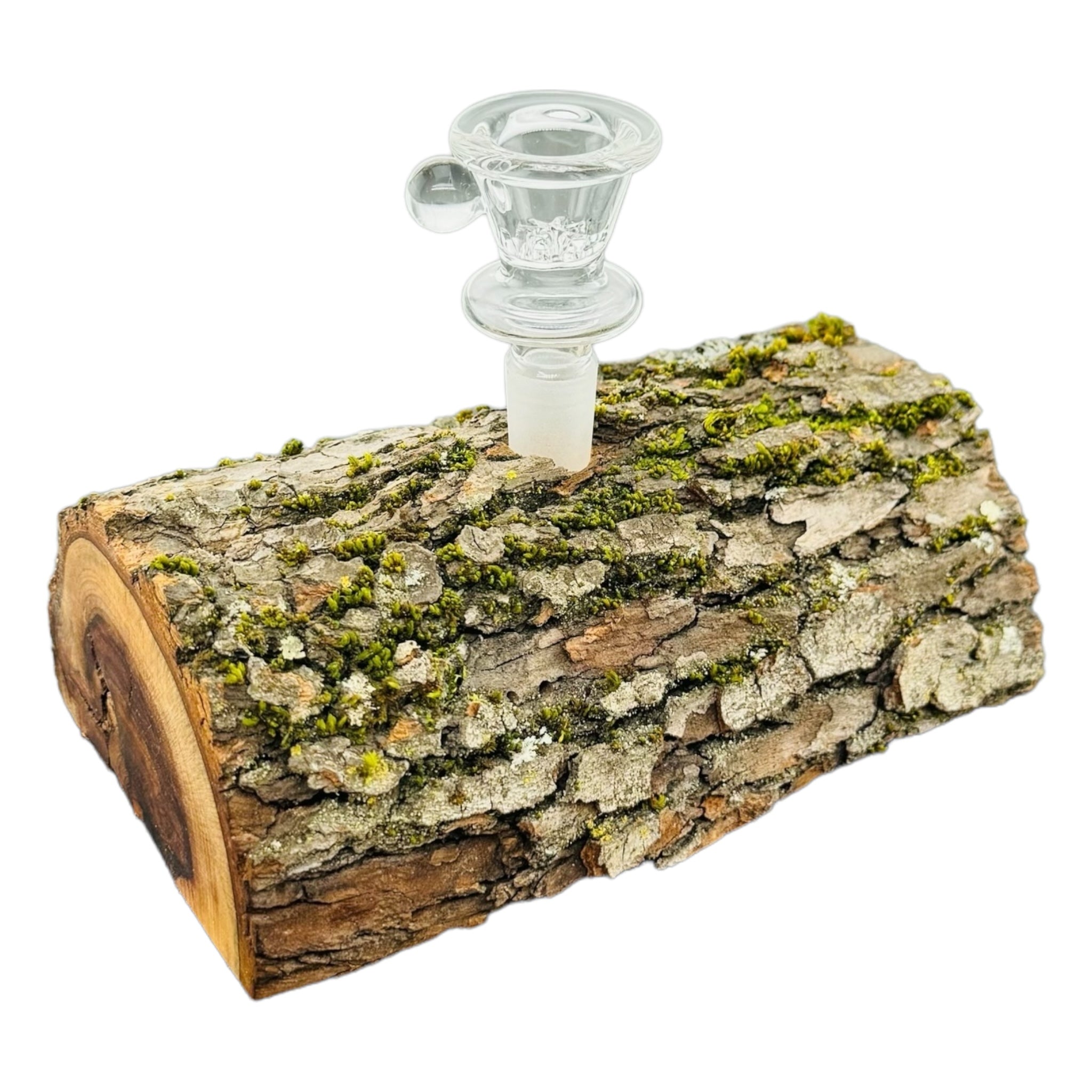 Single Hole Wood Display Stand Holder For 14mm Bong Bowl Pieces Or Quartz Bangers - Camopher Live Edge Log