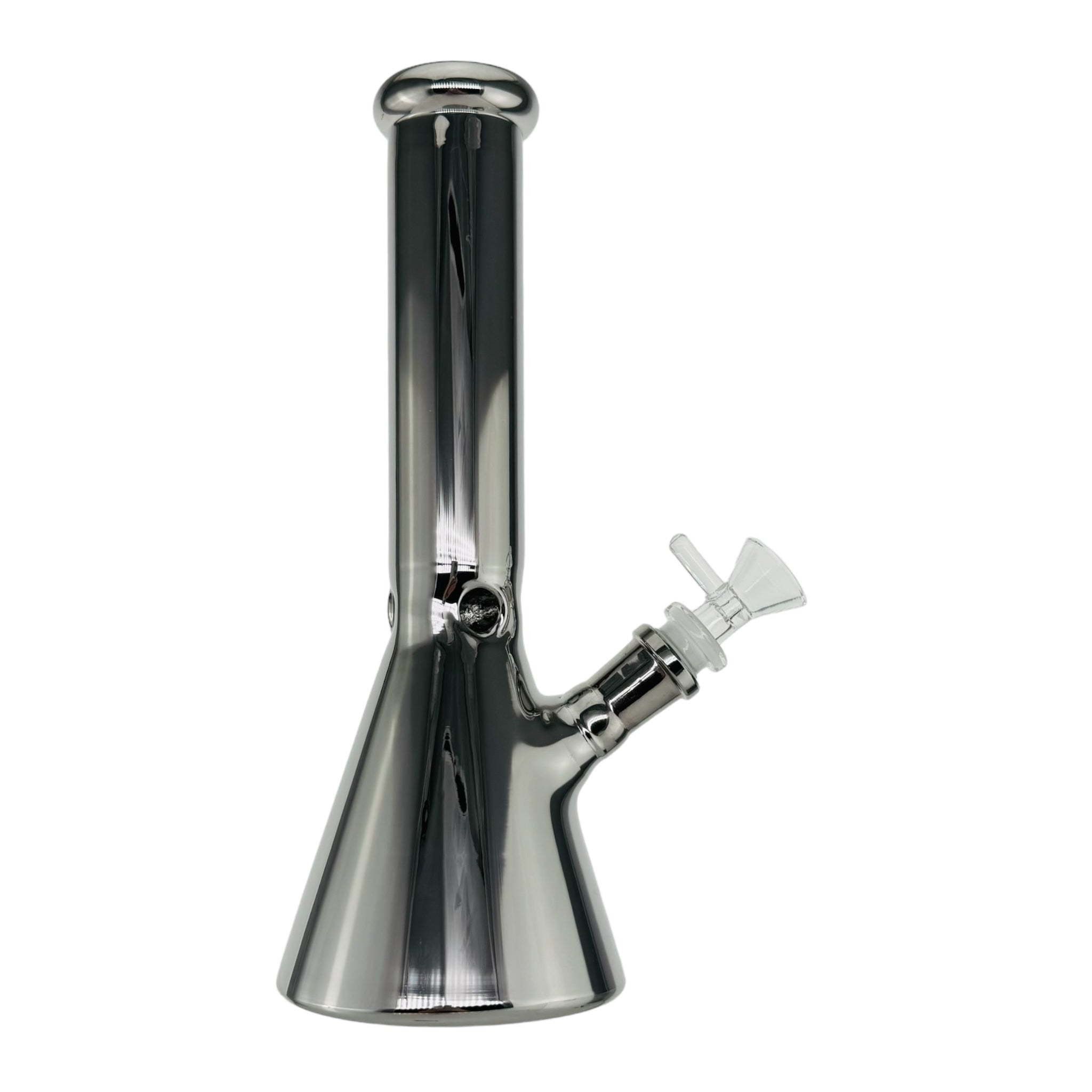 cute glass bong with silver chrome reflective coating beaker base 14mm for sale
